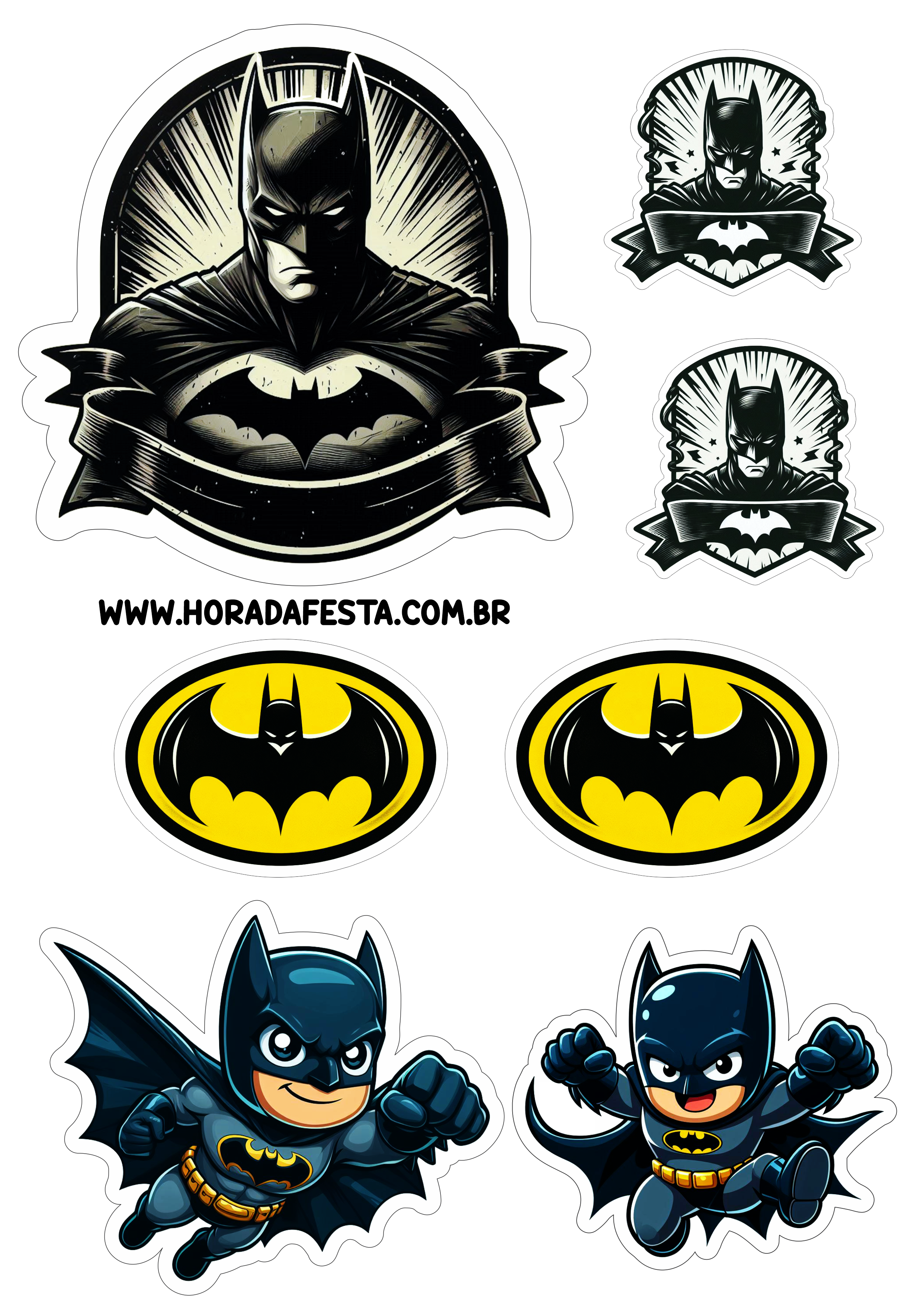 Topo de bolo Batman decoração de aniversário png festa infantil super herói