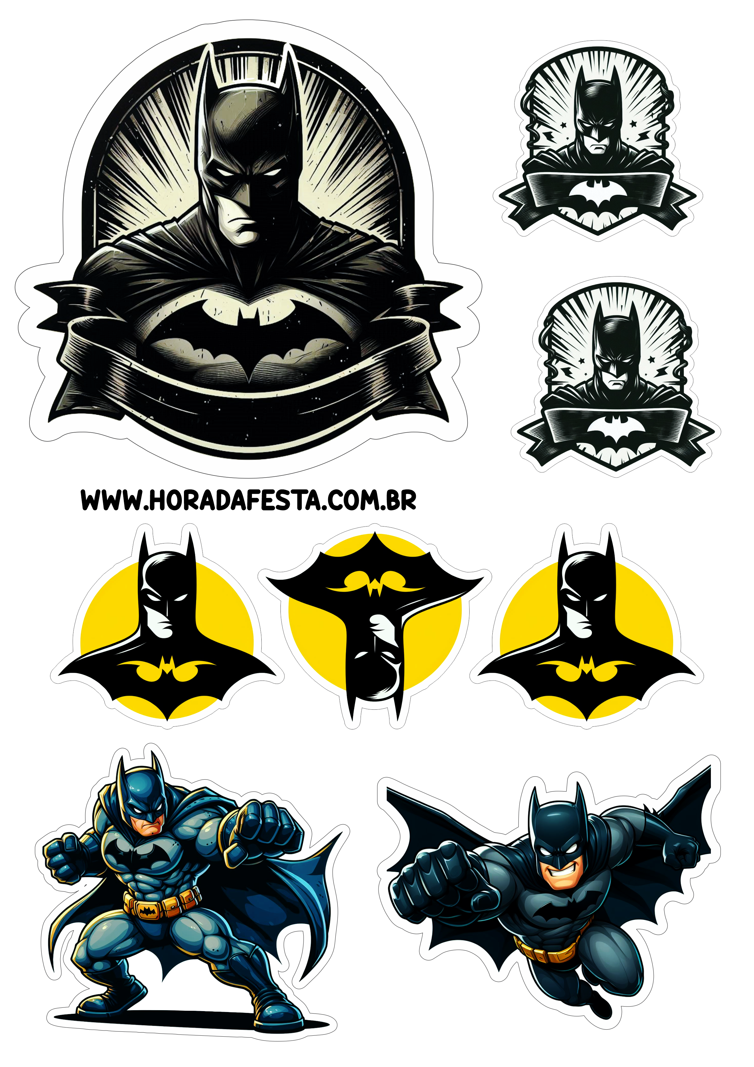 Topo de bolo Batman decoração de aniversário png festa infantil super herói dc comics