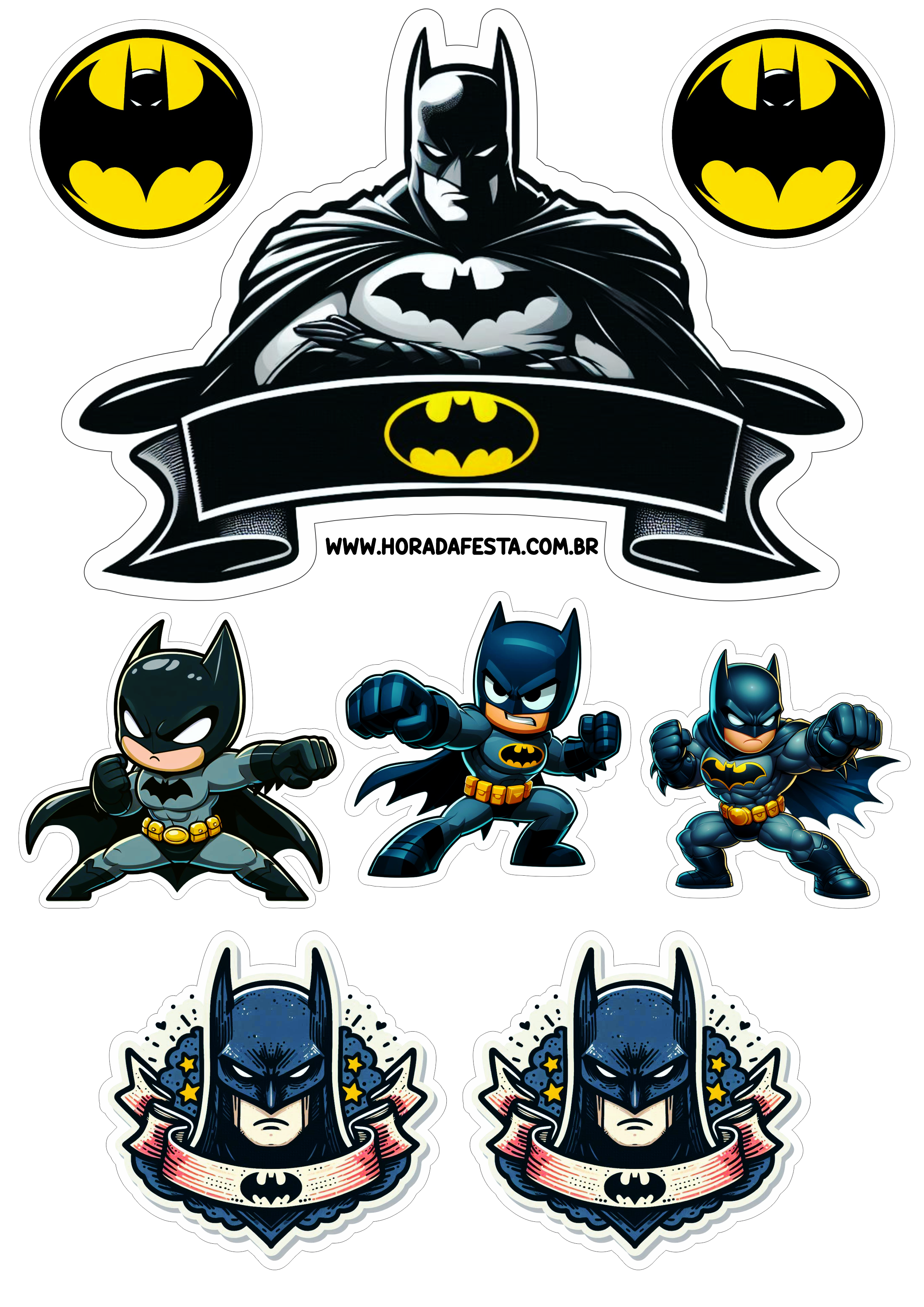 Topo de bolo Batman decoração de aniversário png festa infantil super herói dc comics Homem-Morcego Gotham City pronto para imprimir