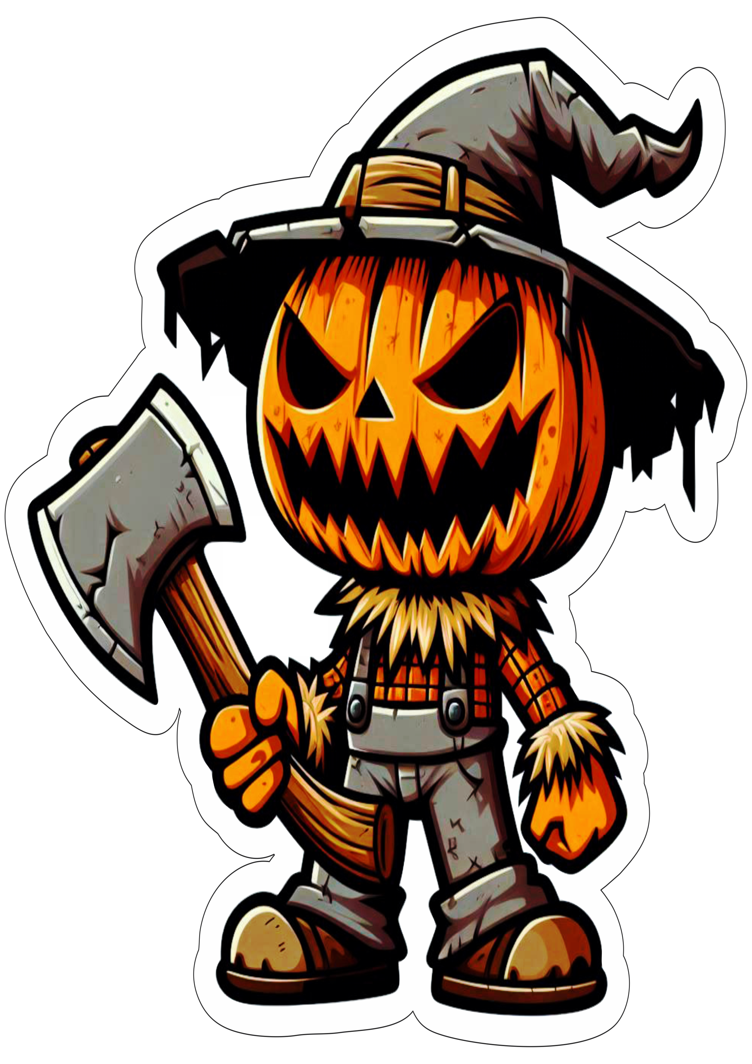 Halloween imagens para decoração de festa cabeça de abóbora espantalho png