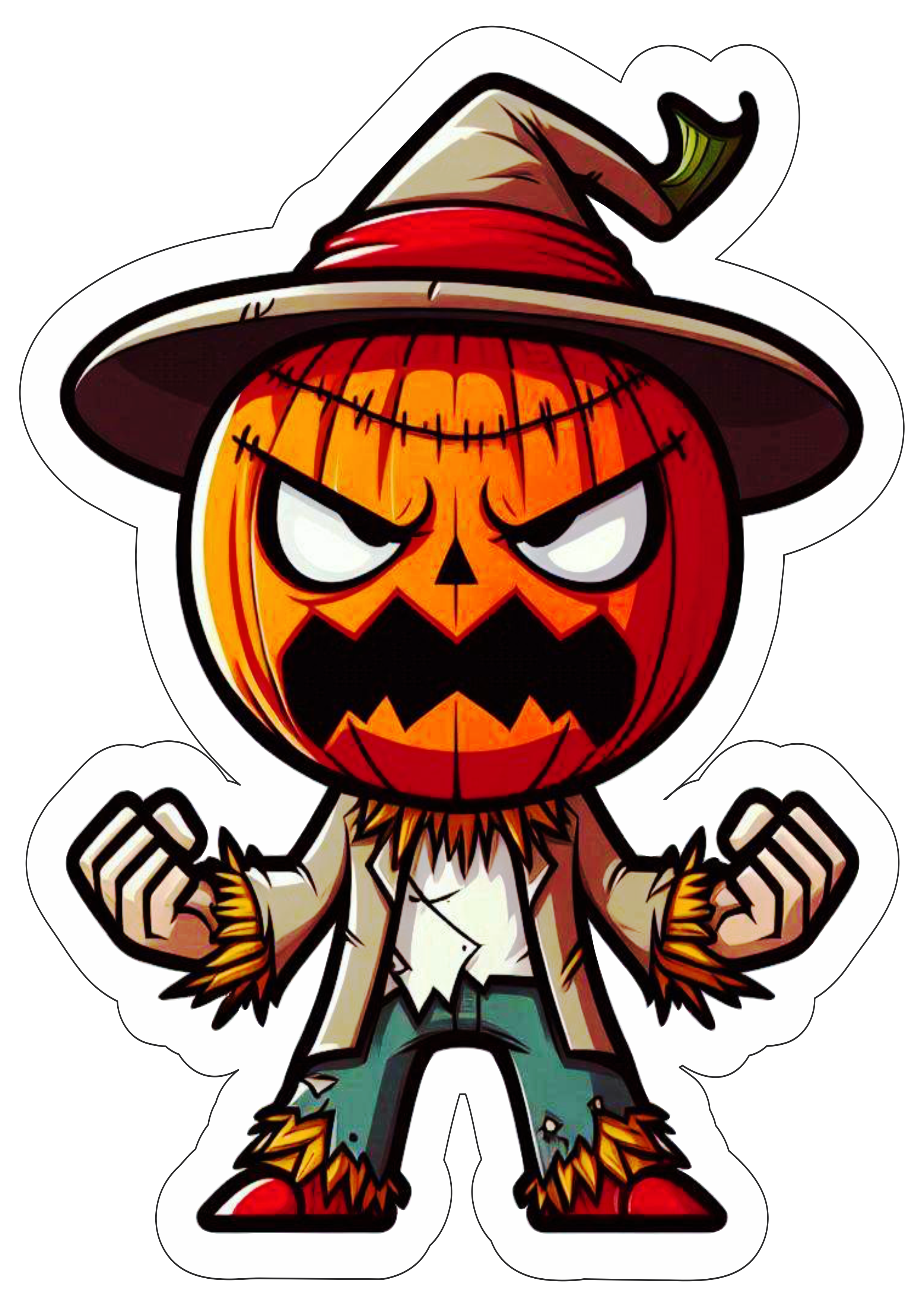 Halloween imagens para decoração de festa cabeça de abóbora espantalho machado fundo transparente clipart png