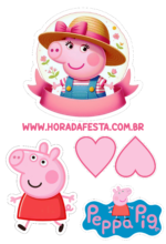 peppa pig decoração de aniversário topper cake