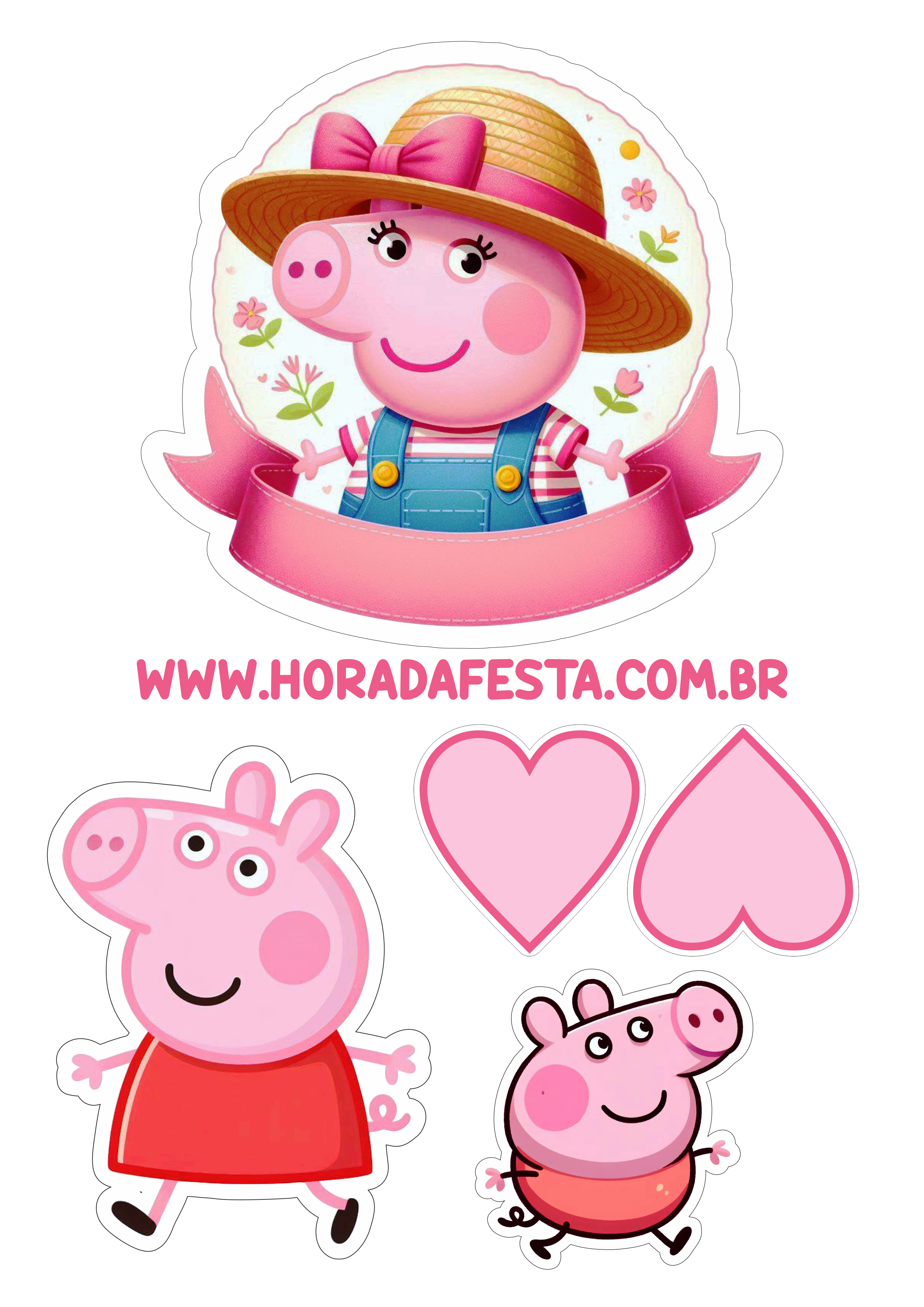 Topo de bolo png Peppa Pig aniversário infantil topper cake