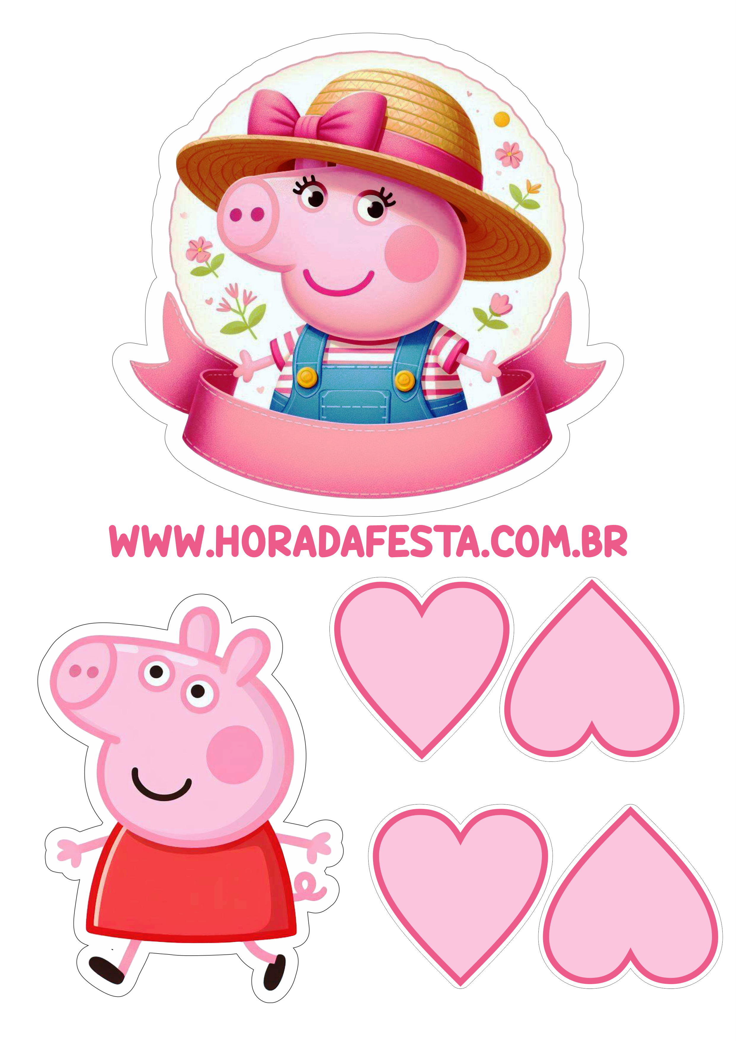 Topo de bolo png Peppa Pig aniversário infantil topper cake artigos de decoração