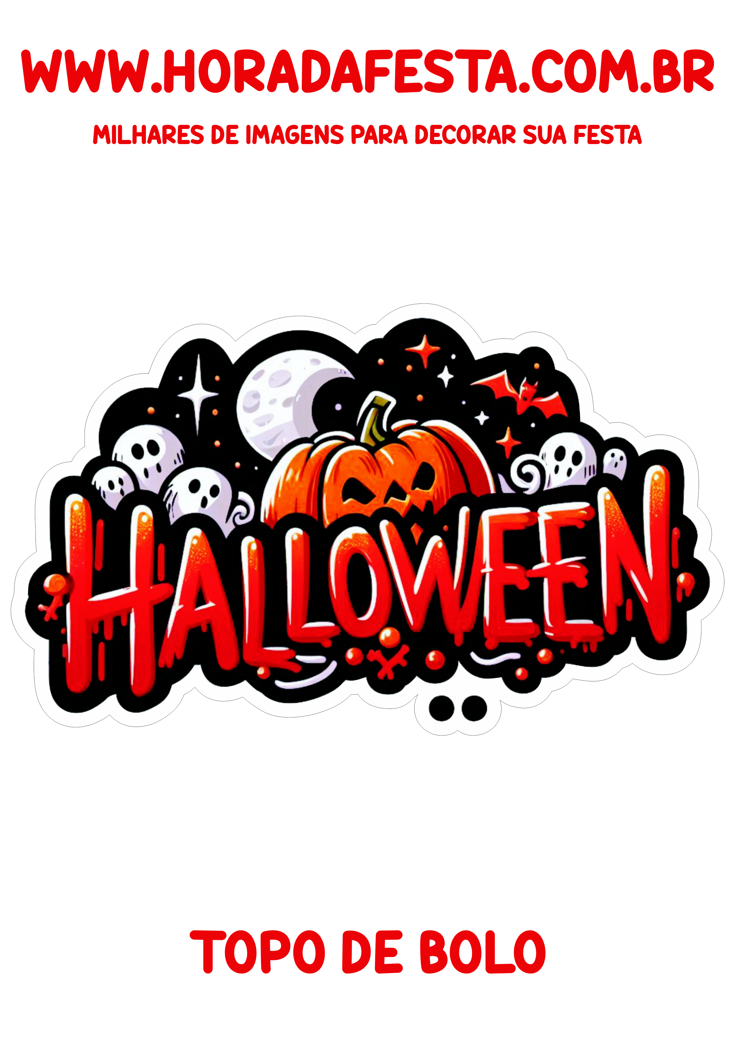 Halloween topo de bolo decoração para imprimir png