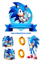 topo de bolo sonic decoração de aniversário para imprimir