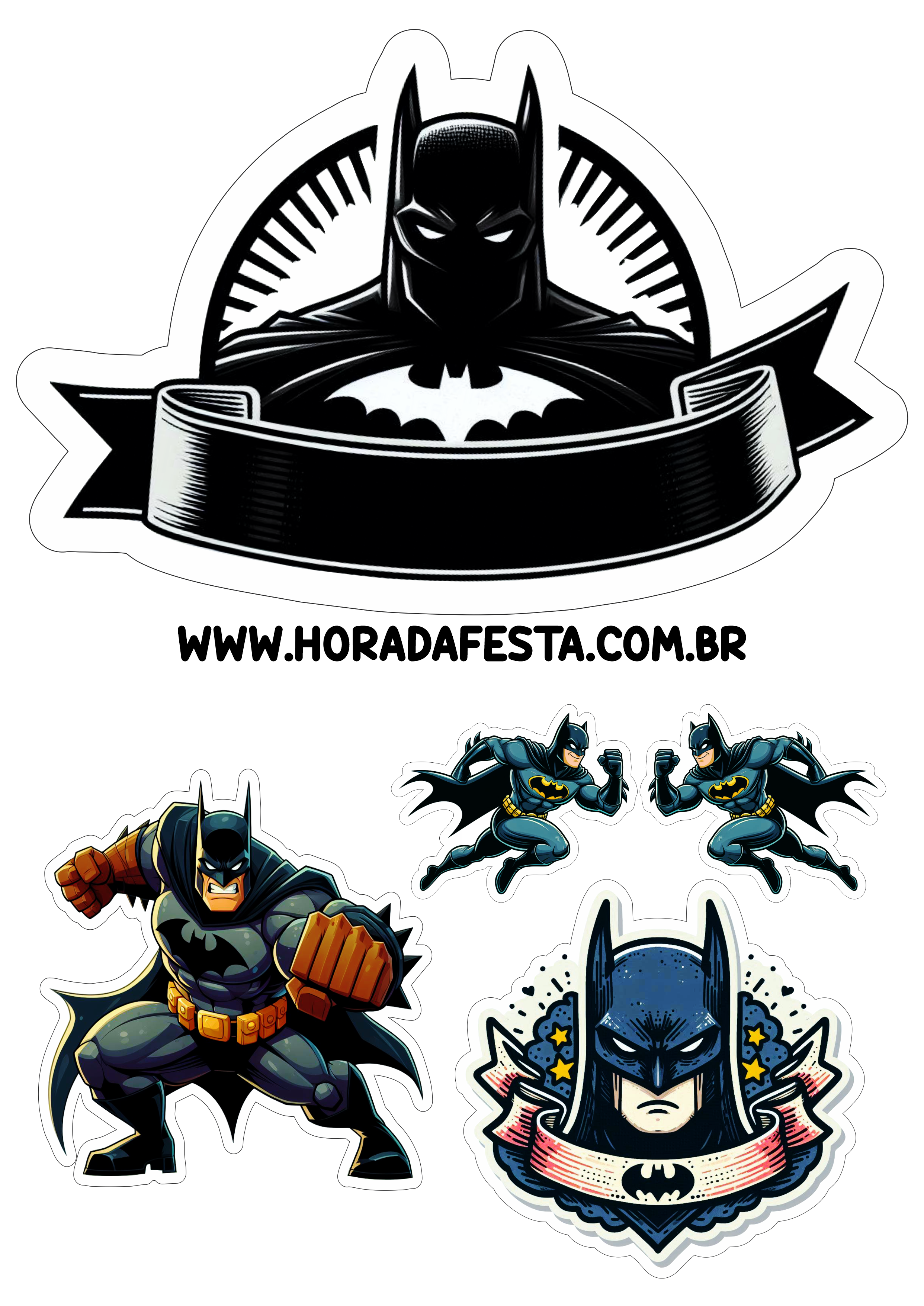 Topo de bolo Batman decoração de aniversário png super herói dc comics festinha infantil para imprimir topper cake download