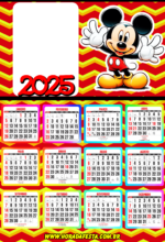 calendário 2025 Mickey Mouse