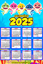 calendário 2025 baby shark