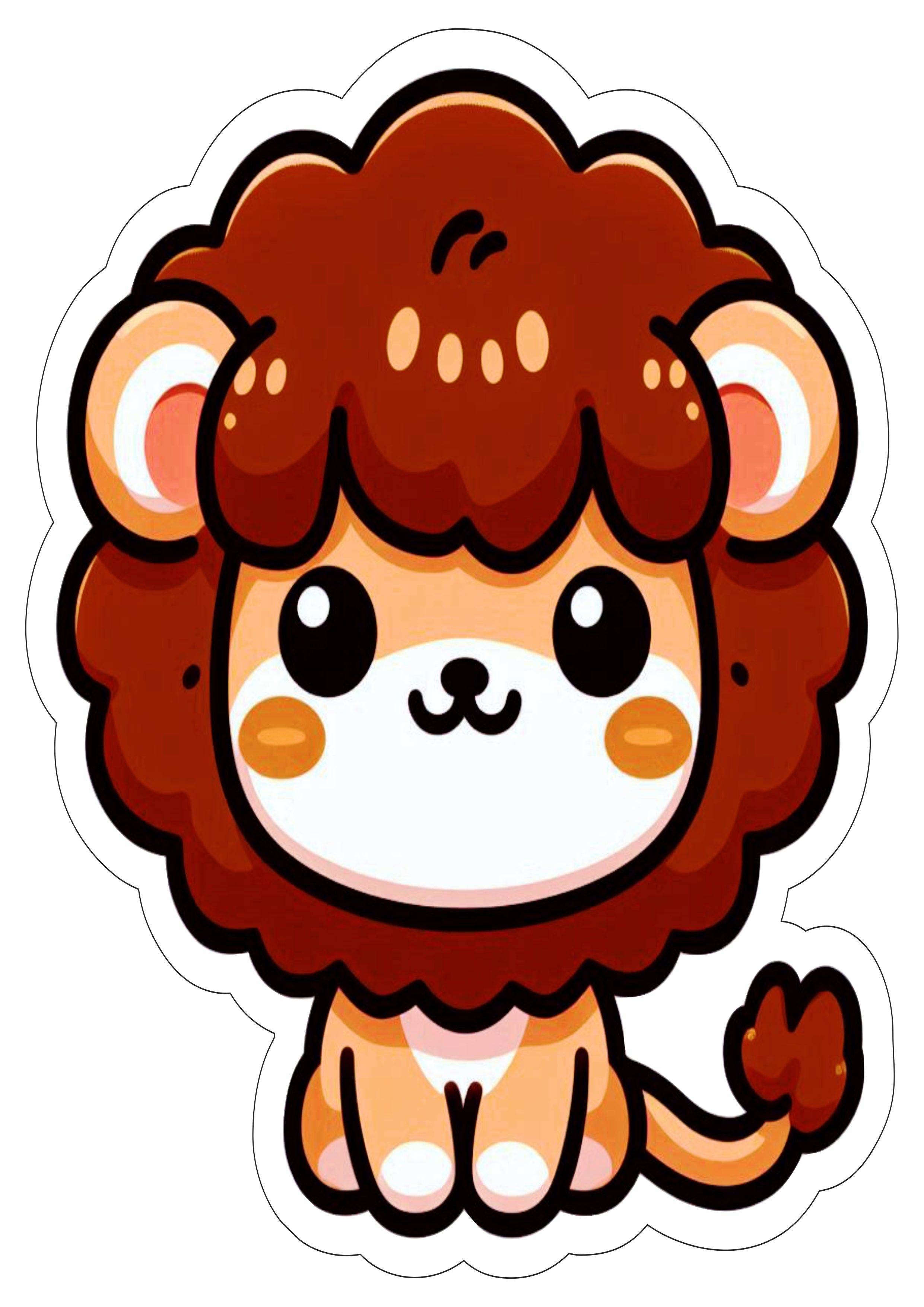 Leão fofinho desenho infantil simples decoração de aniversário safari de animais imagem com contorno png