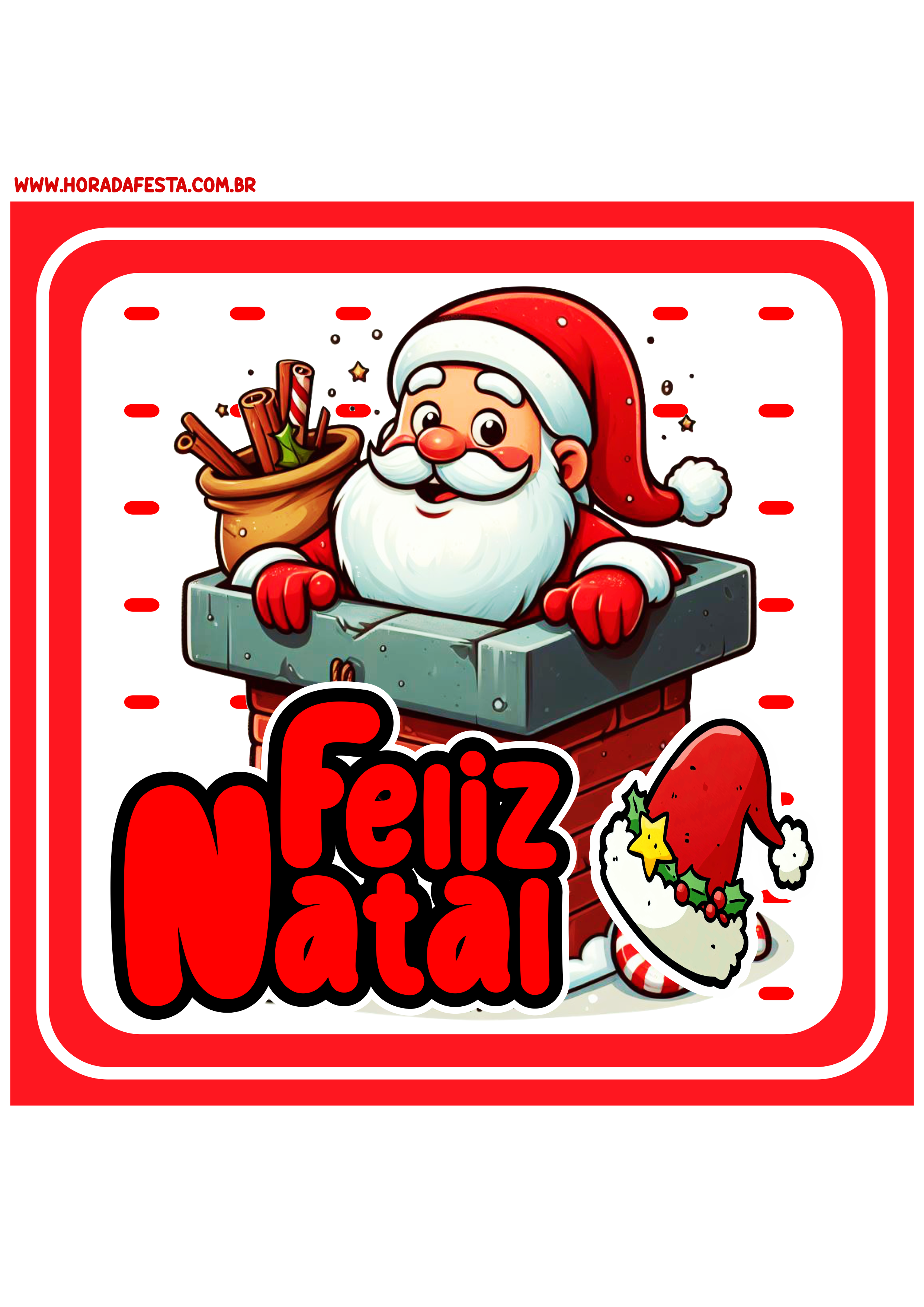 Adesivo quadrado decoração de natal pronto para imprimir papai noel png