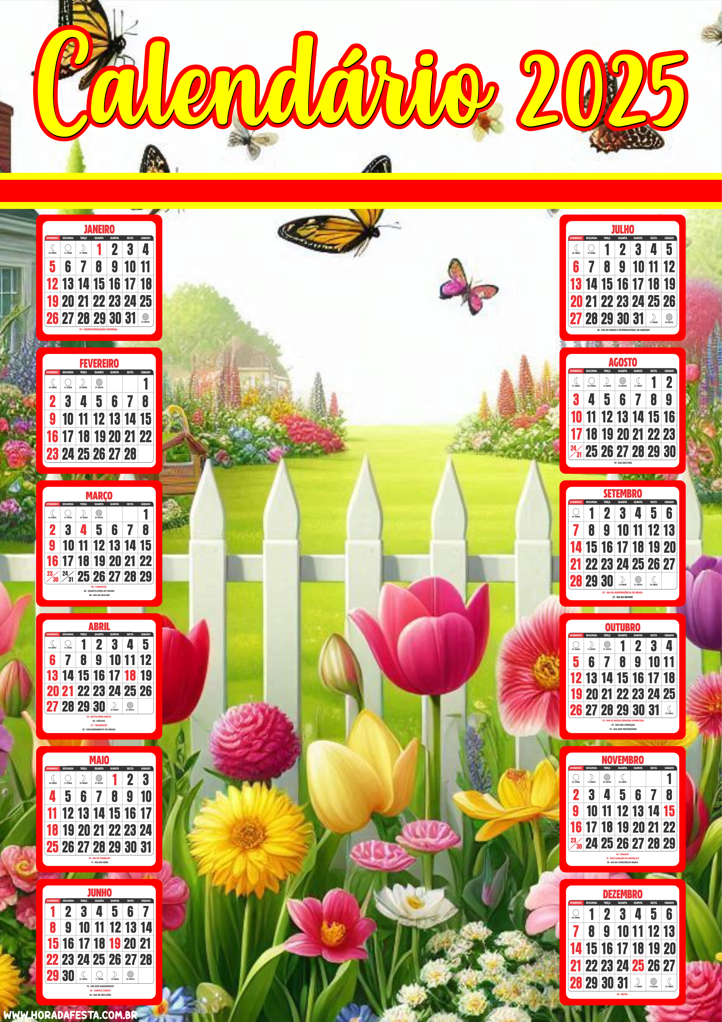 Calendário 2025 jardim png