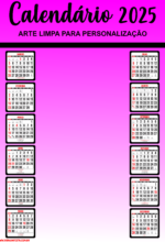 calendário rosa pink 2025 grátis