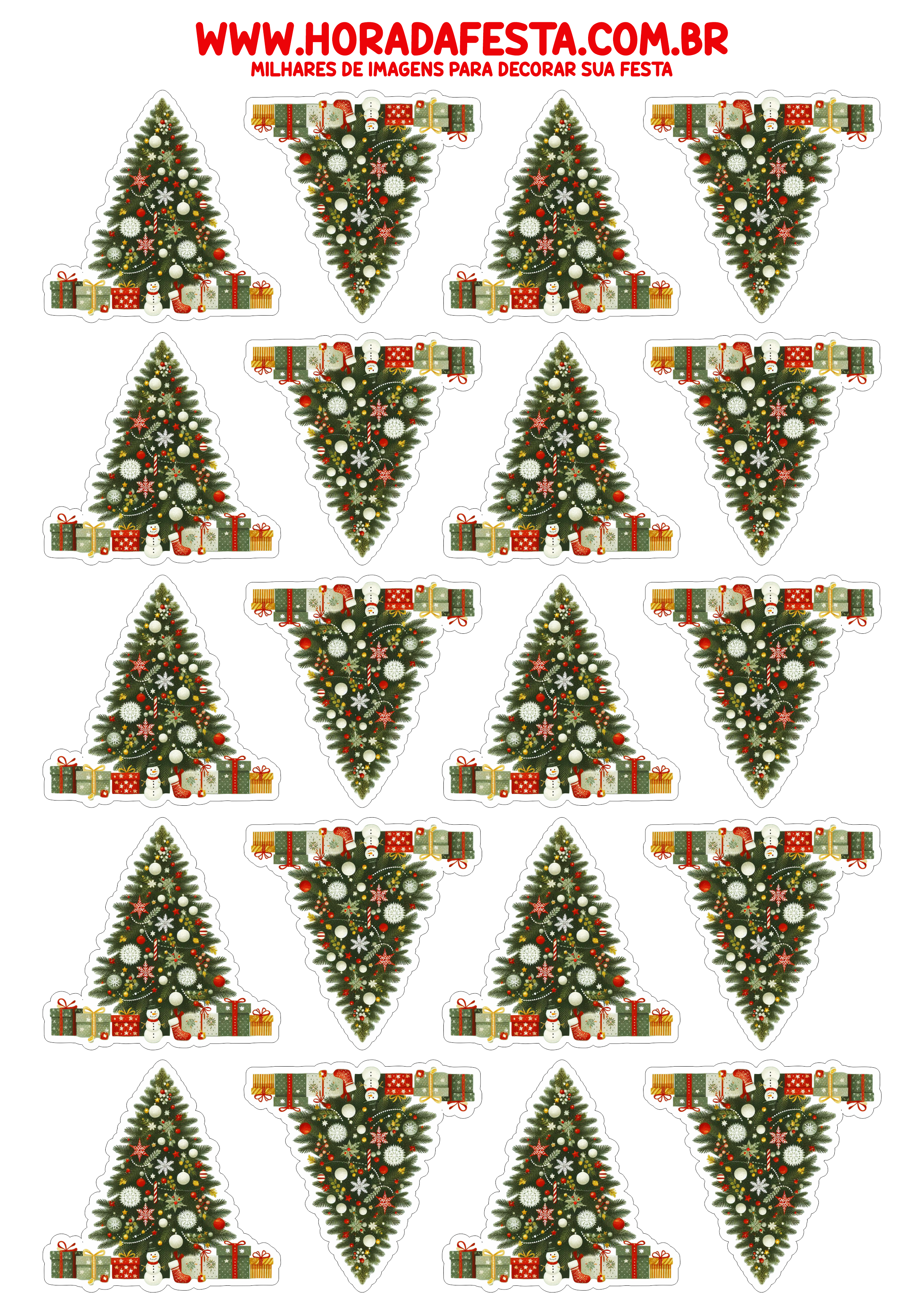 Decoração de natal adesivos de árvore para imprimir papelaria 20 imagens png