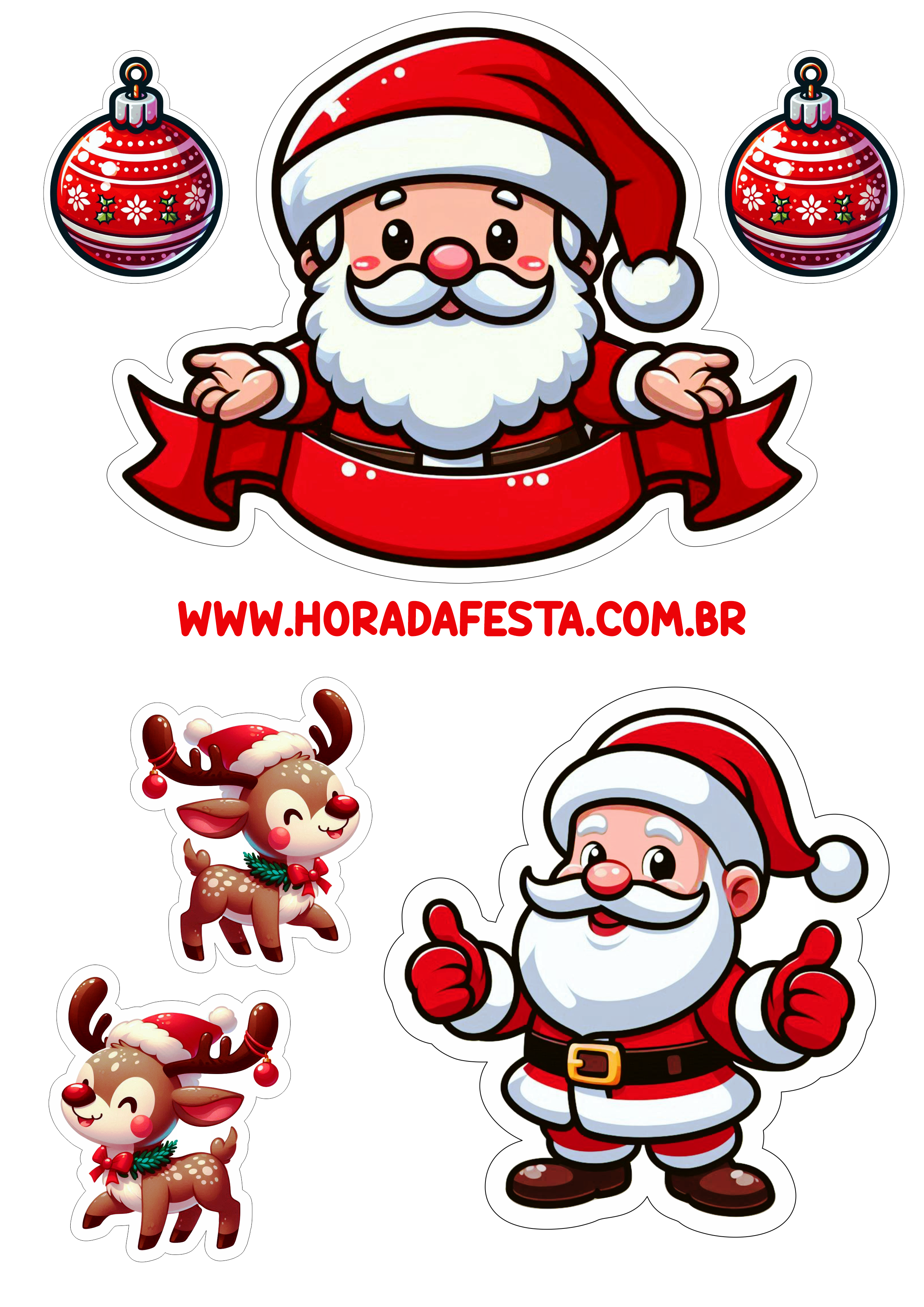 Topo de bolo para imprimir Natal Papai Noel festa infantil png