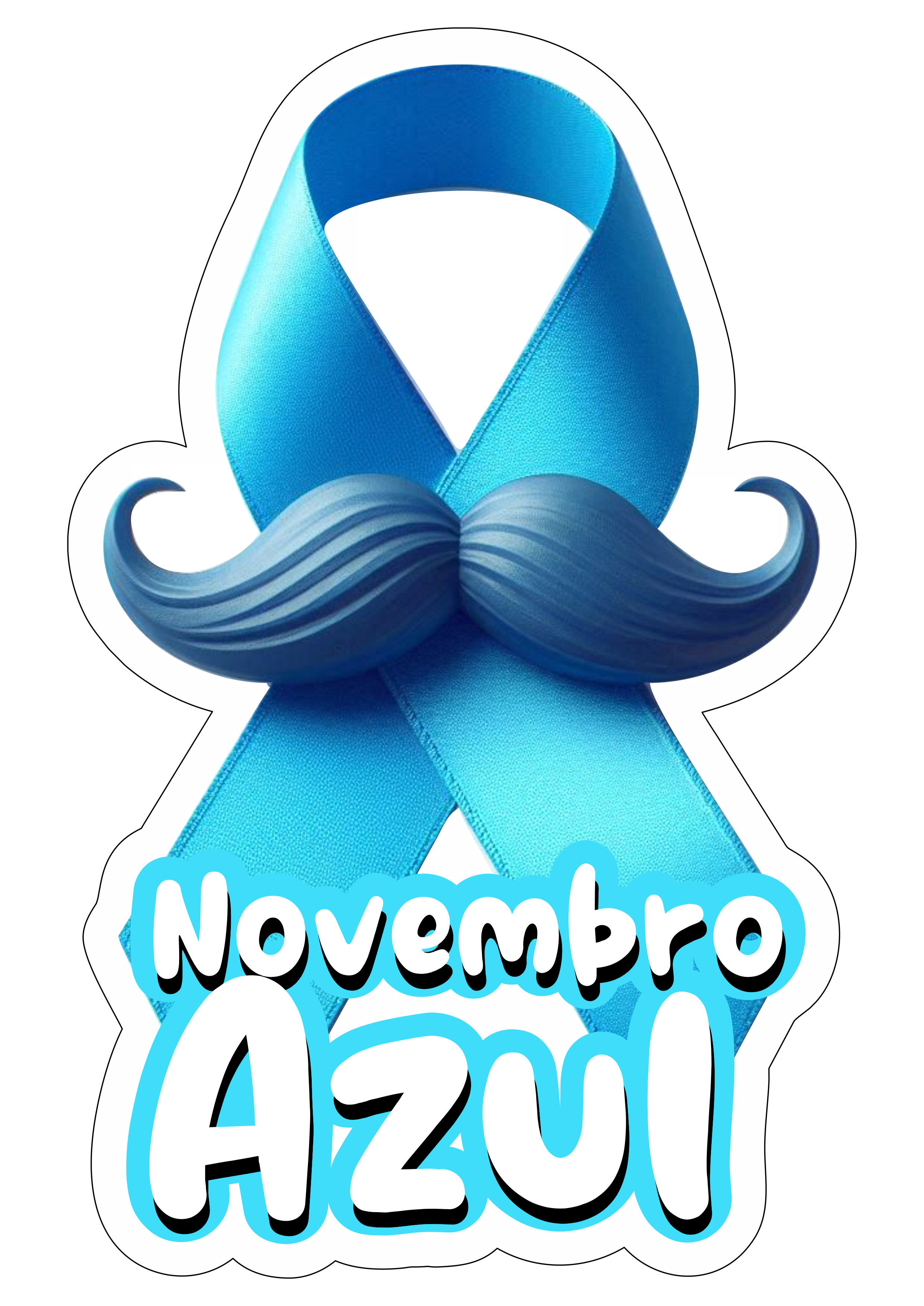 Novembro azul lacinho com bigode fundo transparente ilustração clipart vetor free download png