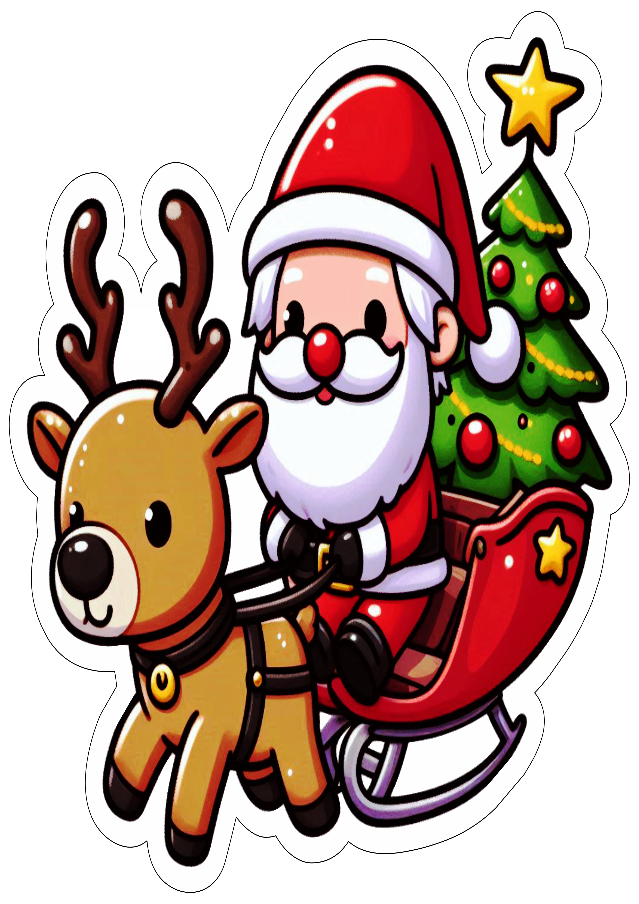 Papai Noel montado na rena desenho png