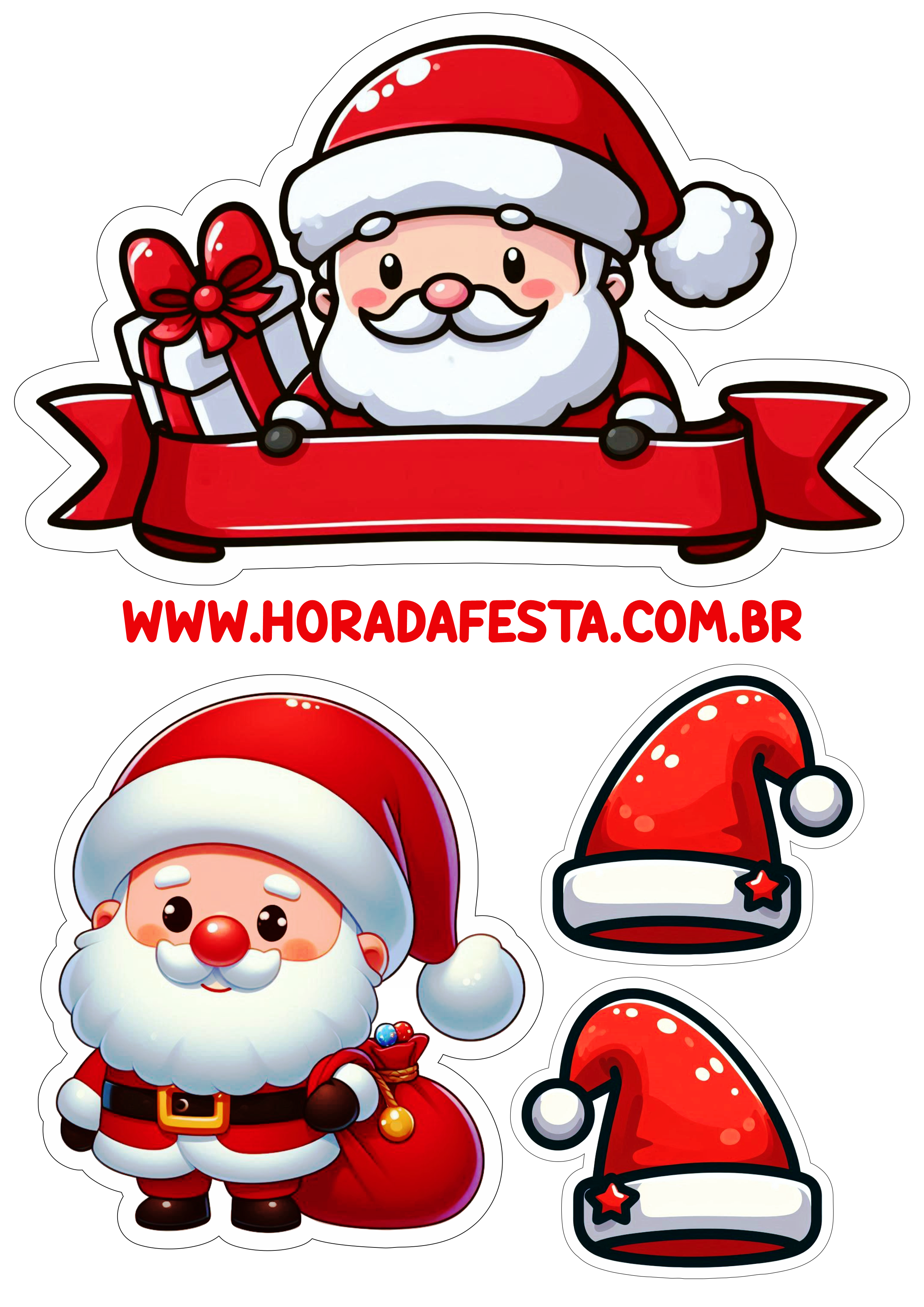 Decoração de natal topo de bolo papai noel topper cake  png