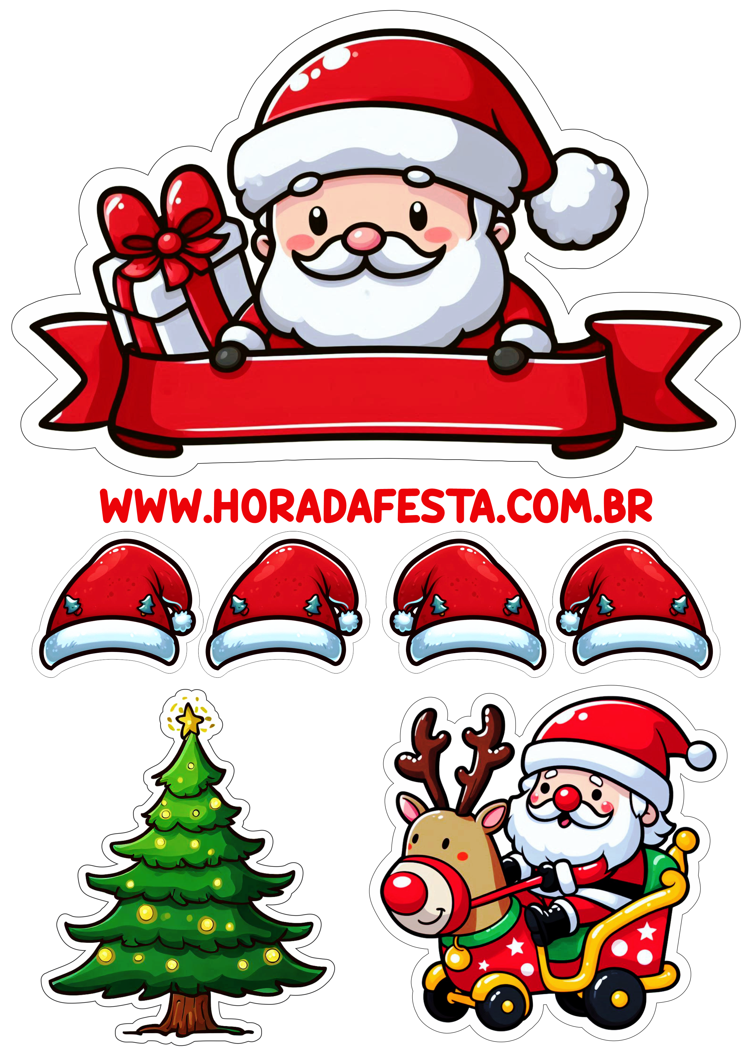 Decoração de natal topo de bolo papai noel topper cake minha festa personalizada png