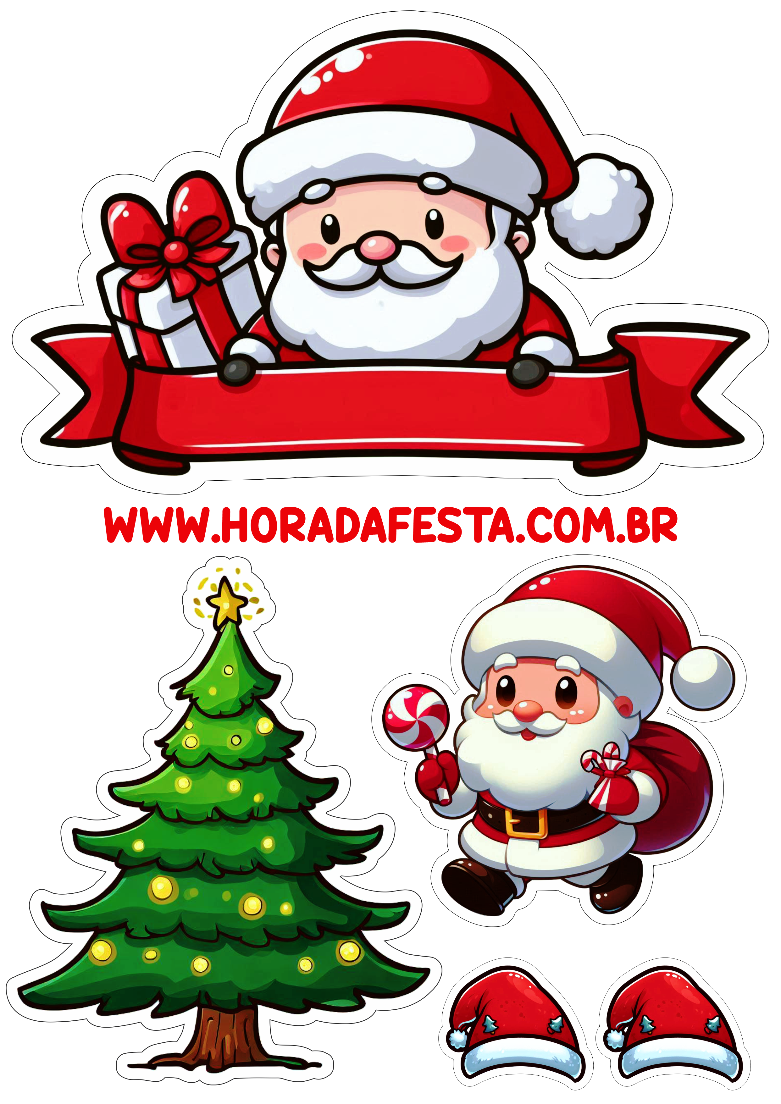 Decoração de natal topo de bolo papai noel topper cake minha festa personalizada artes gráficas png