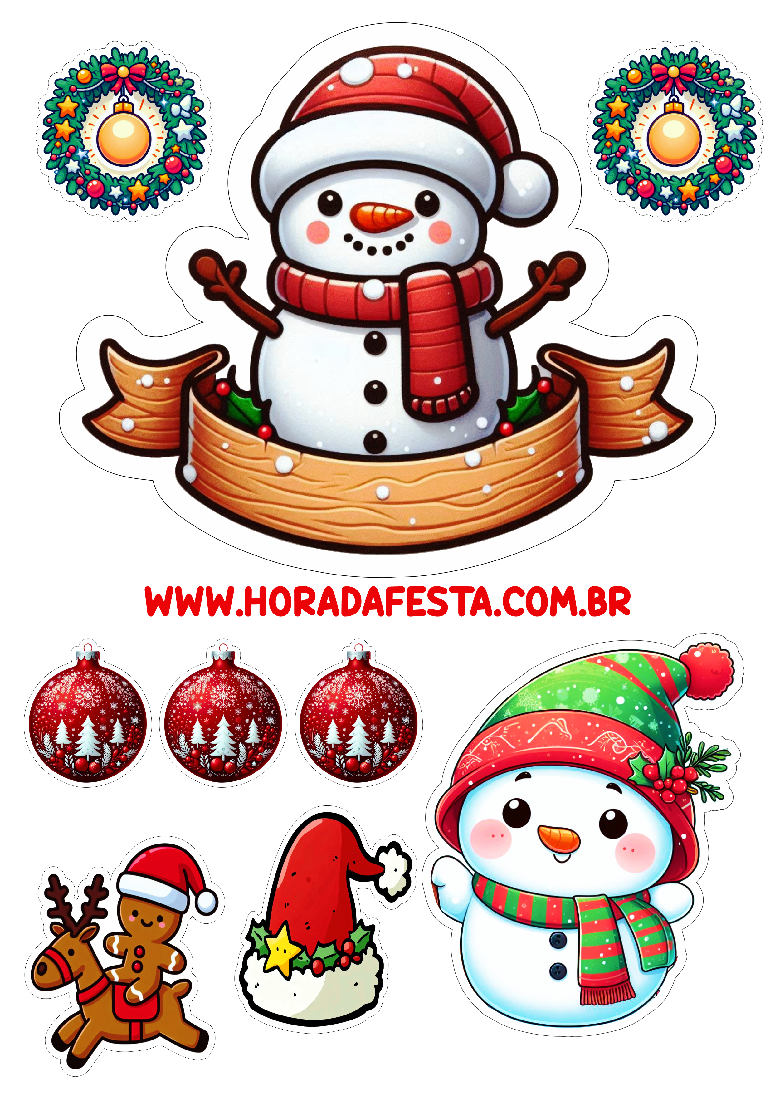 Decoração de natal topo de bolo boneco de neve topper cake snowman png