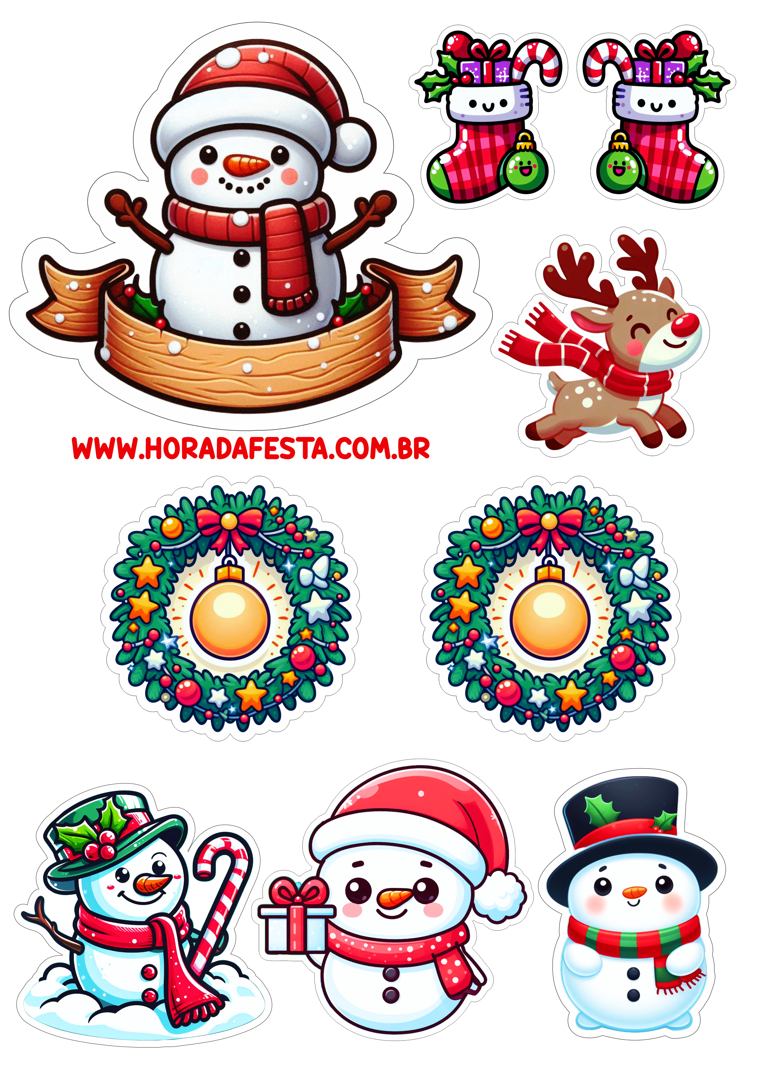 Decoração de natal topo de bolo boneco de neve topper cake snowman aniversário infantil temático png