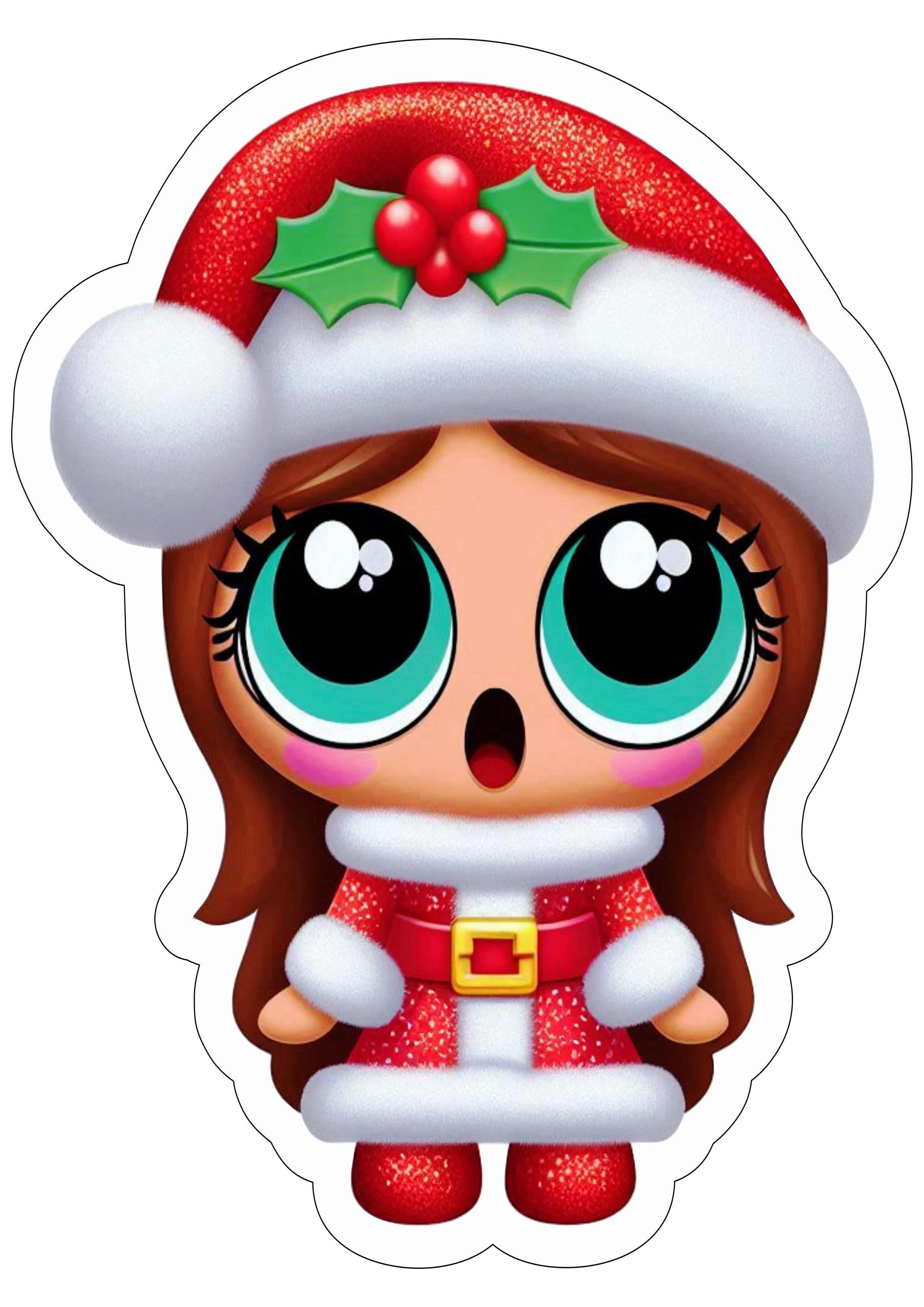 Imagens de natal LOL Surprise desenho simples com contorno christmas costume png