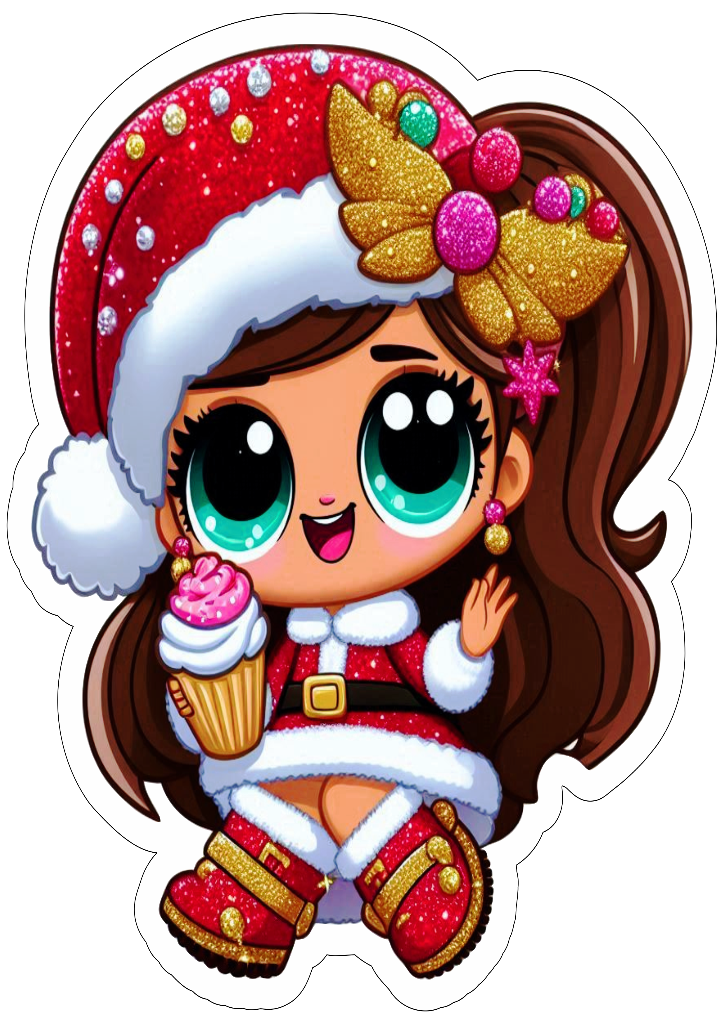 Imagens de natal LOL Surprise desenho simples com contorno christmas costume artes visuais png