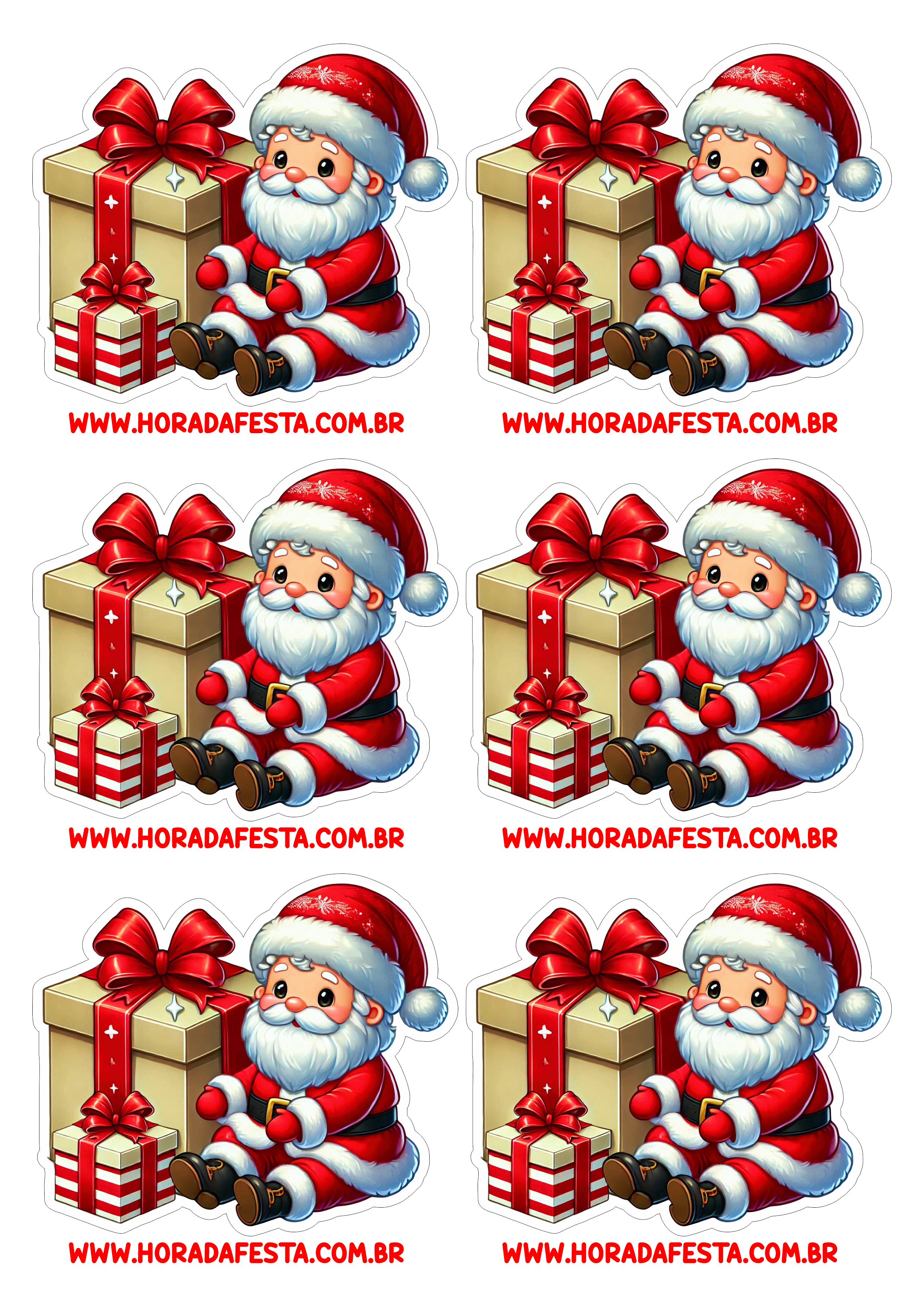 Adesivo para imprimir Papai Noel imagem fofinha artes visuais papelaria criativa imagens de natal decoração free download 6 imagens png