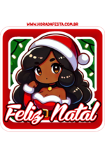 adesivo quadrado mocinha morena feliz natal decoração