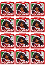adesivo quadrado mocinha morena feliz natal decoração3