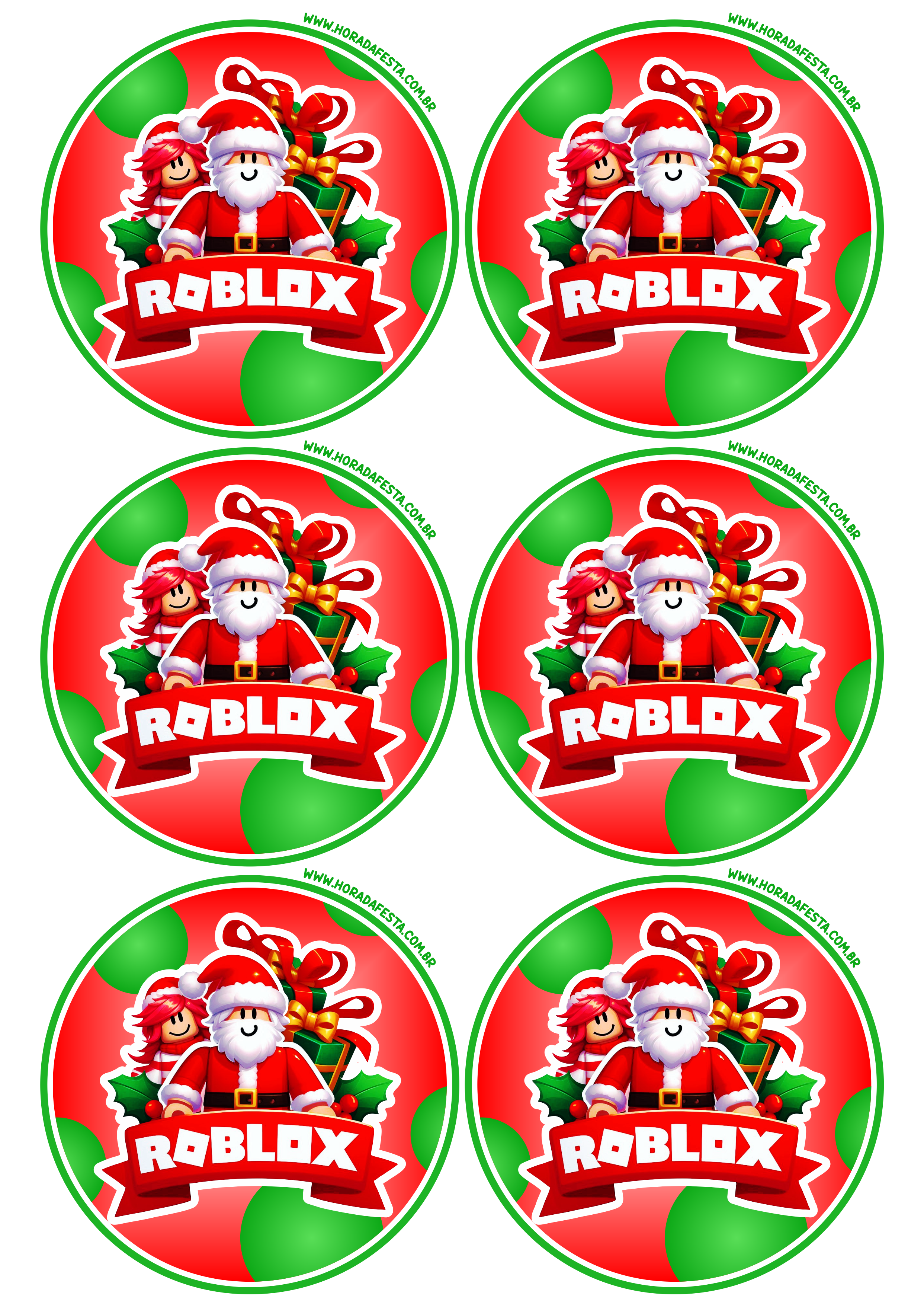 Adesivo redondo para imprimir roblox de natal decoração de aniversário e festinha infantil papelaria criativa 6 imagens png