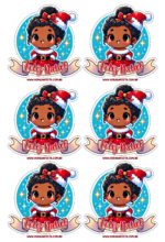 menina com roupinha de natal adesivo redondo2