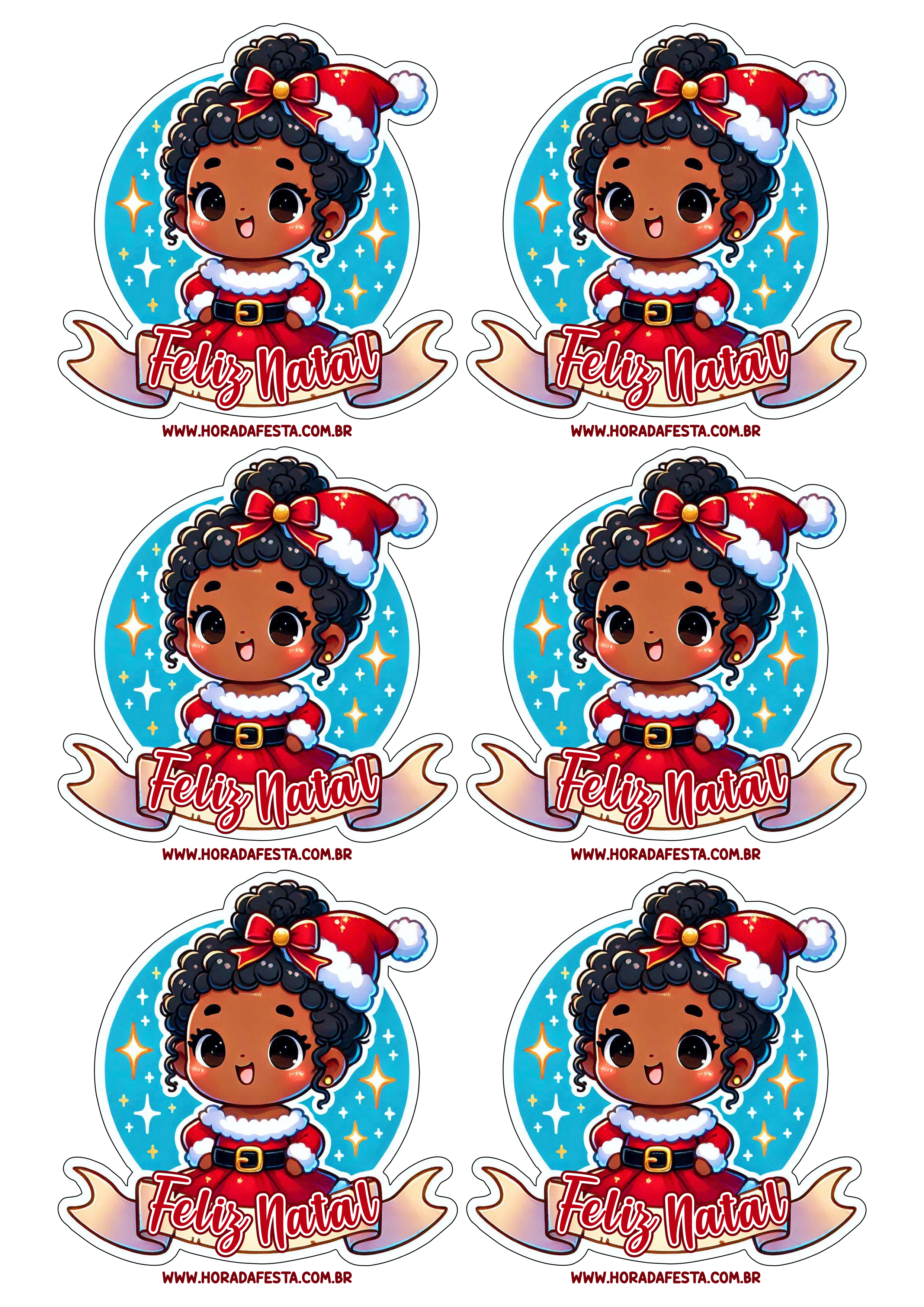 Adesivos para decoração feliz natal menina artes gráficas para imprimir 6 imagens png