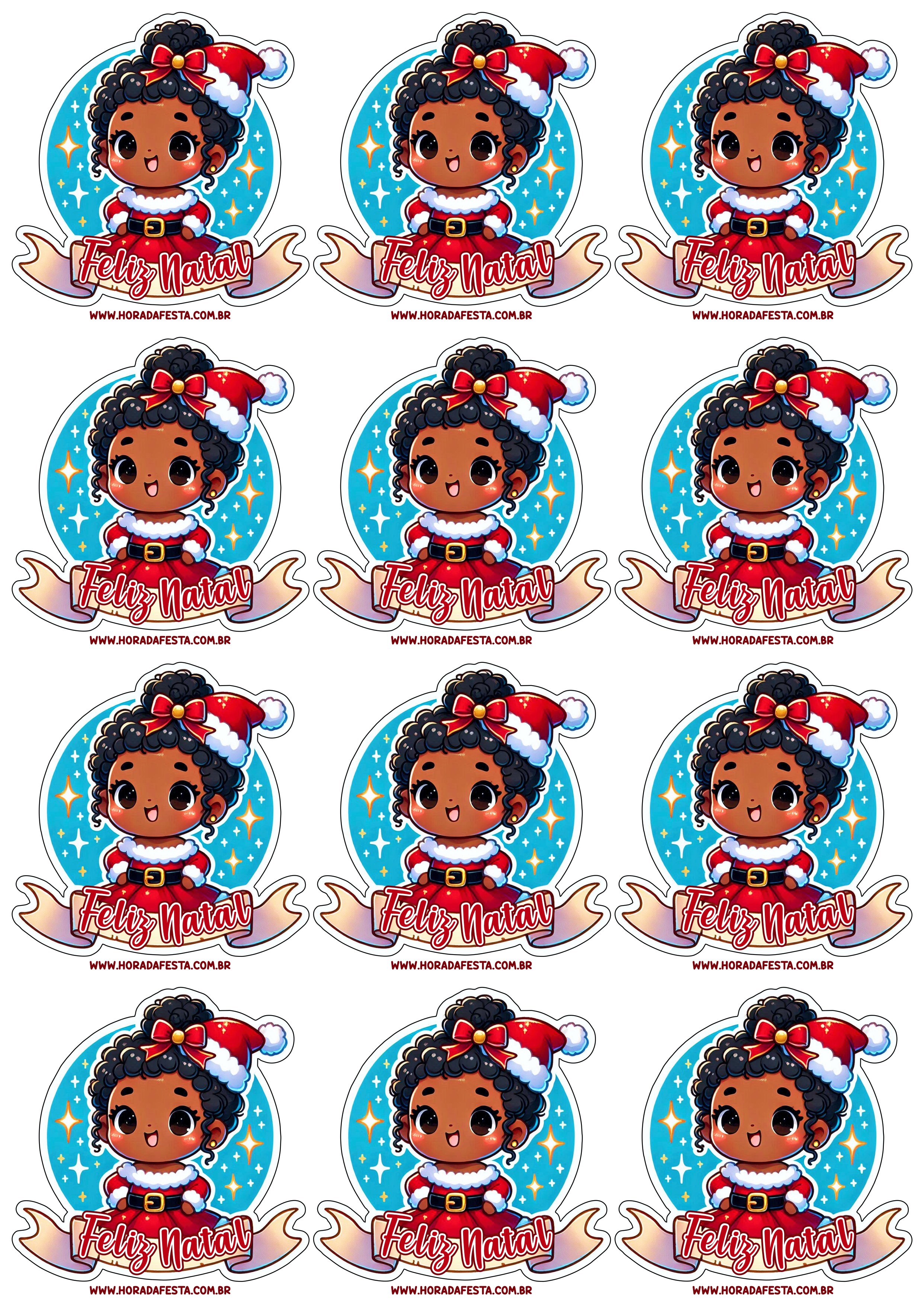 Adesivos para decoração feliz natal menina artes gráficas para imprimir 12 imagens png