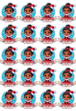 menina com roupinha de natal adesivo redondo4