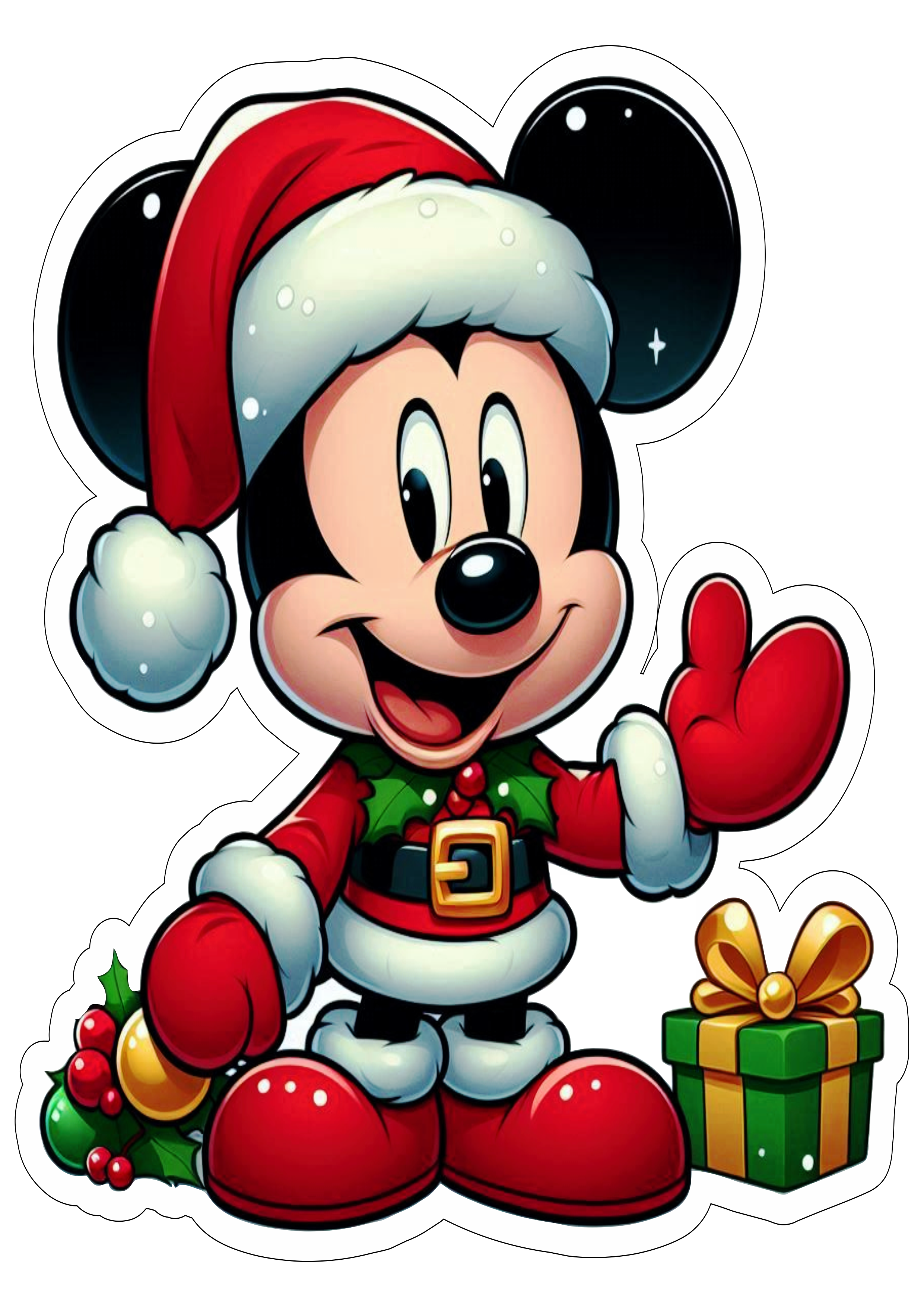 Centro de mesa Mickey Mouse decoração de natal fundo transparente ilustração clipart png