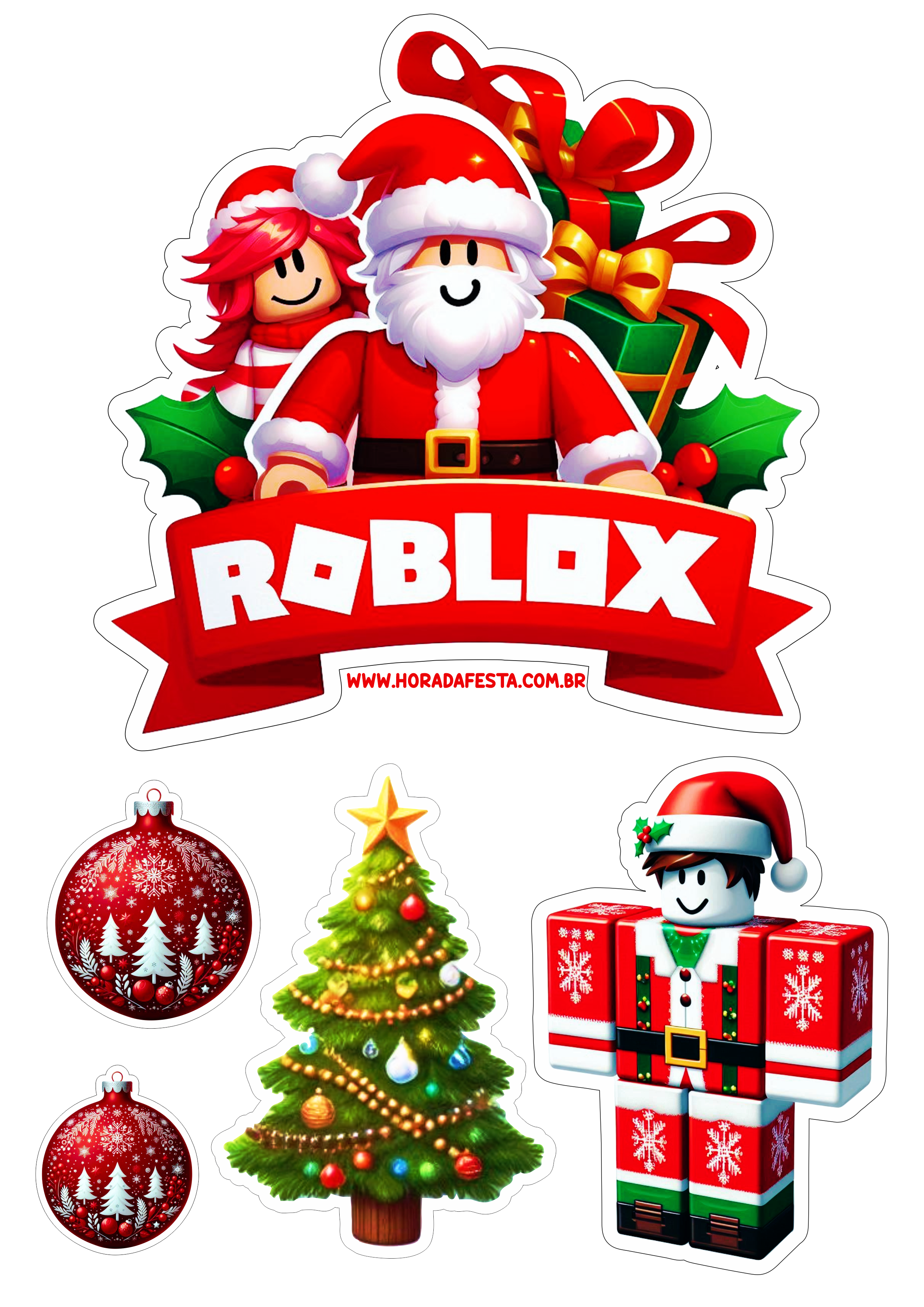 Topo de bolo Roblox decoração de aniversário com tema natal personagem de game artes gráficas free png