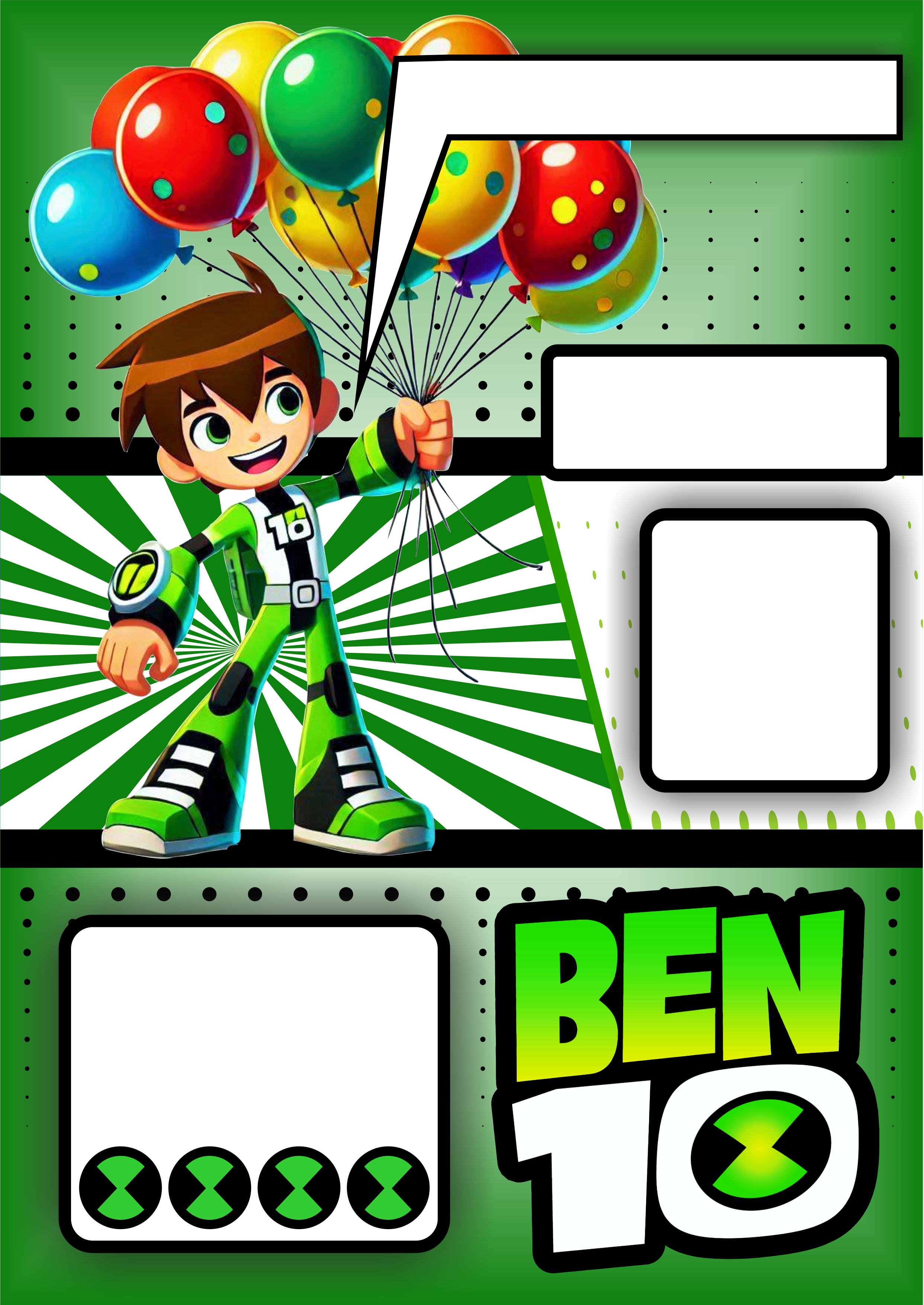 Ben10 herói fundo convite virtual de aniversário infantil verde png