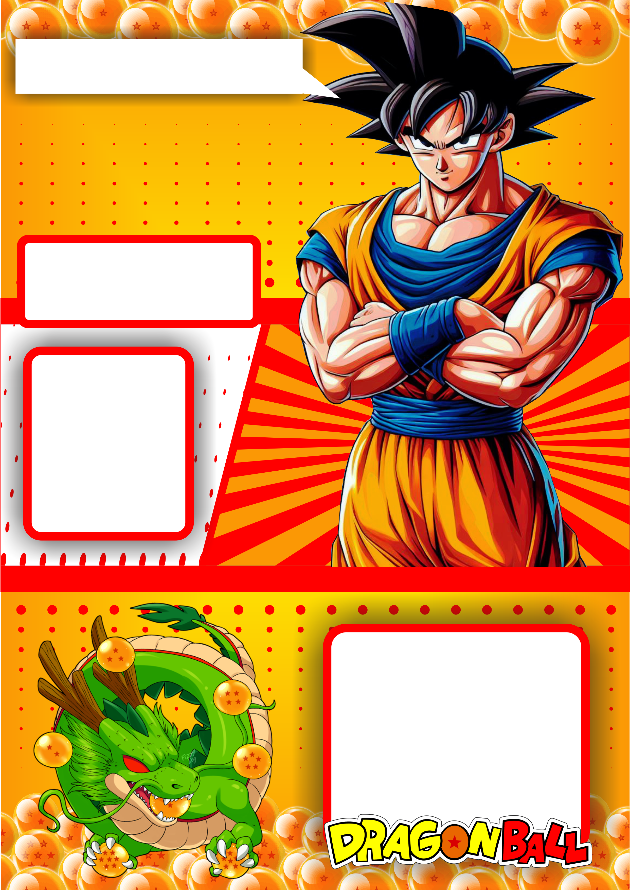 Dragon Ball Z Goku anime fundo convite virtual de aniversário infantil png