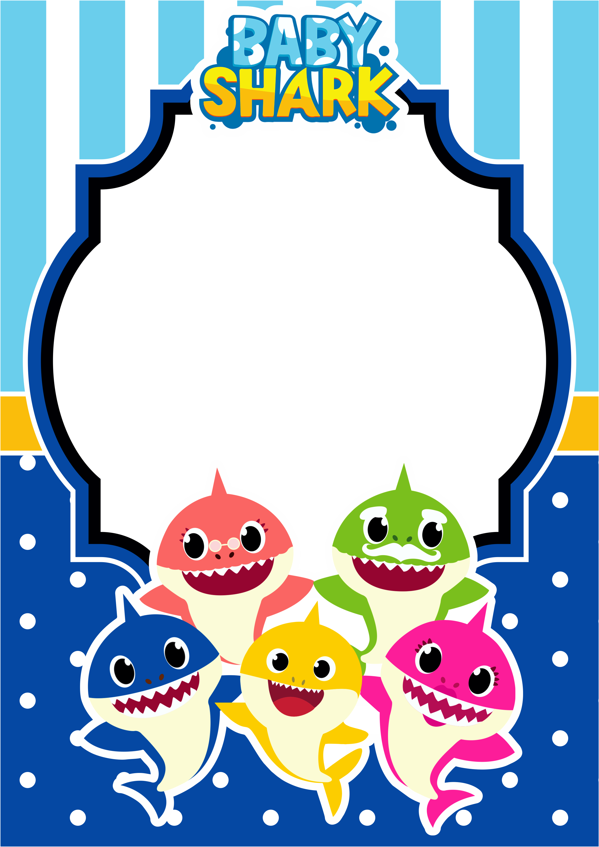 Baby Shark fundo convite virtual de aniversário infantil azul png