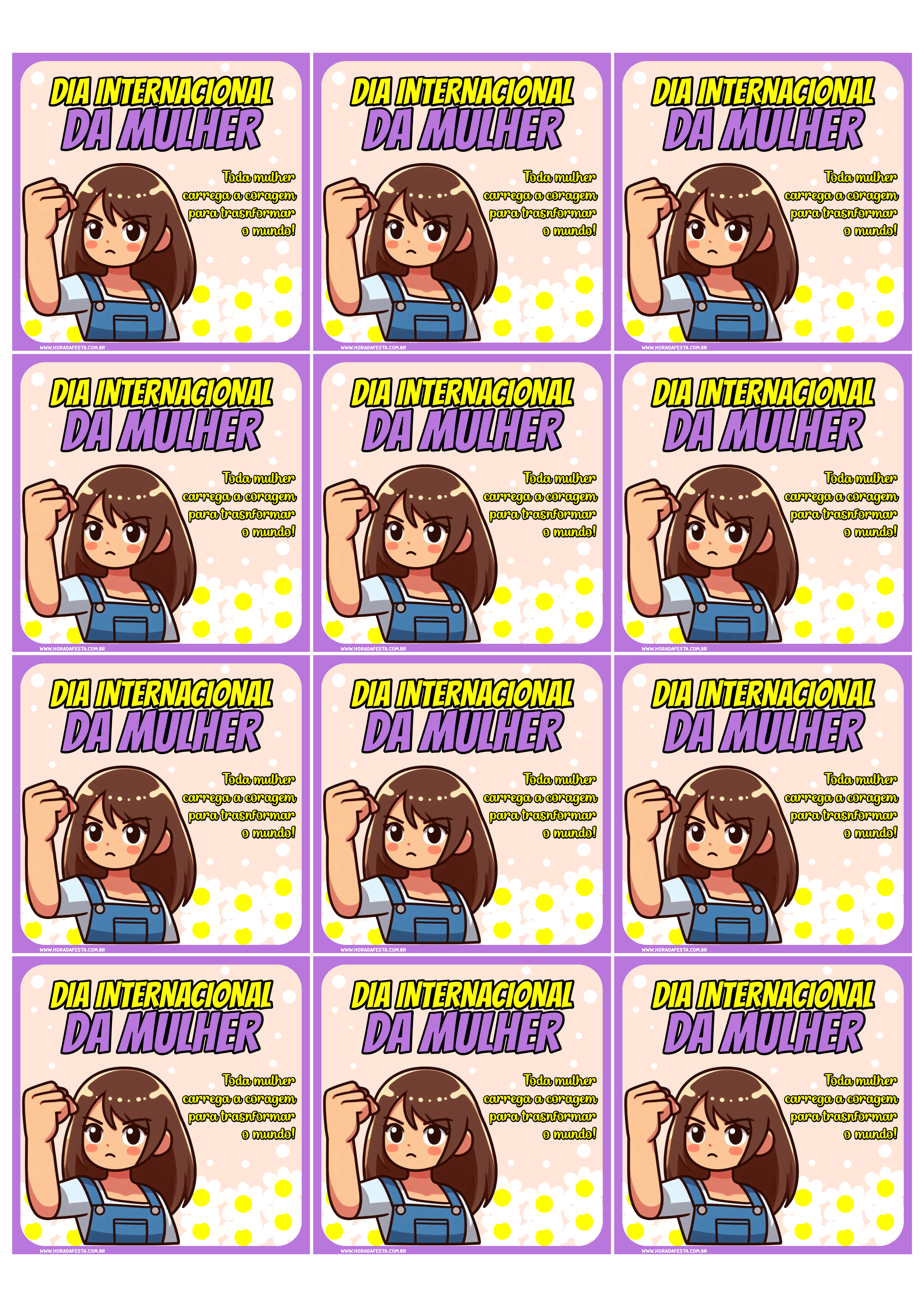 Dia internacional da mulher adesivos quadrados para decoração 8 de março ideal para mimos de clientes lojinhas online 12 imagens png