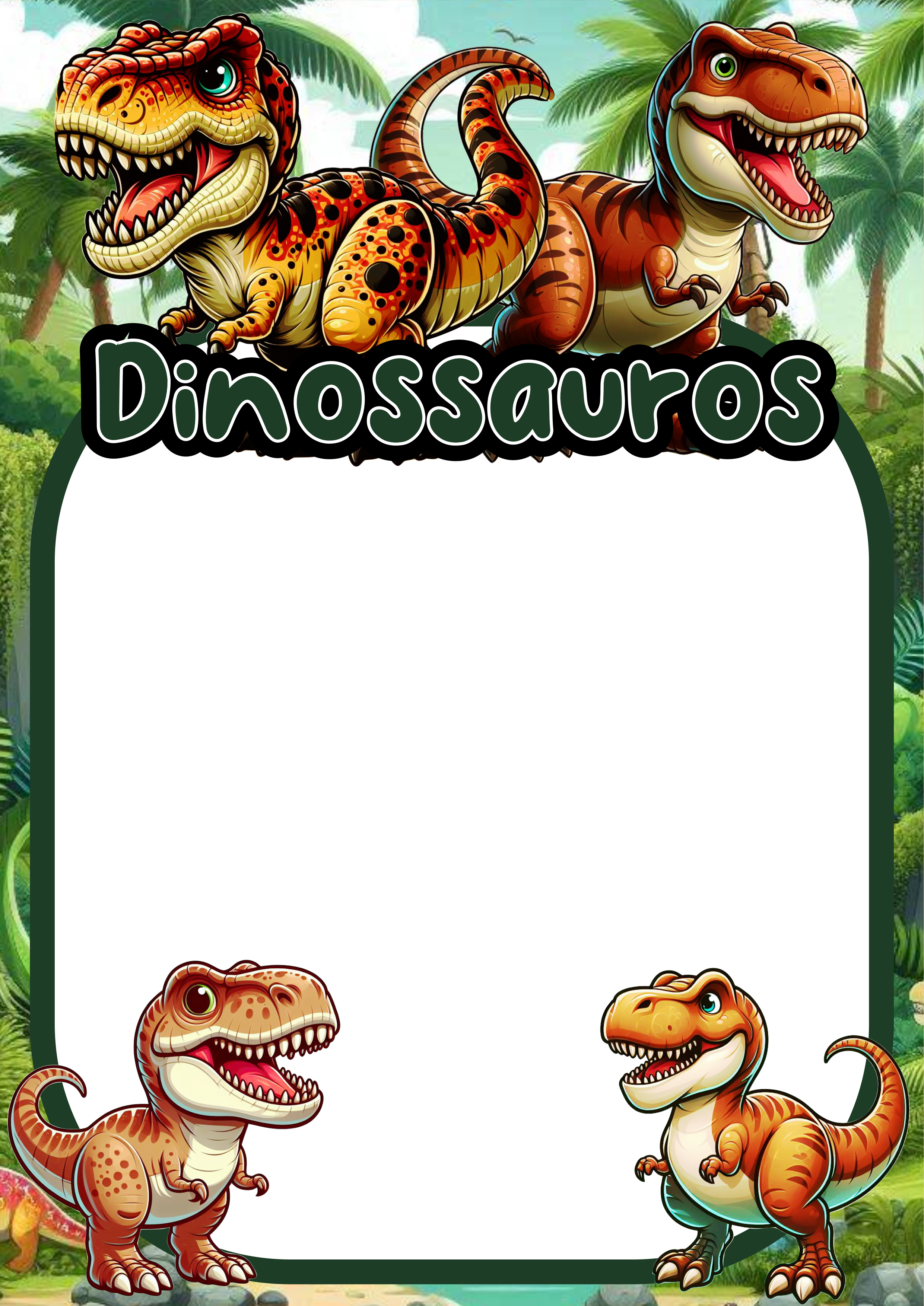 Dinossauros fundo convite virtual de aniversário infantil png