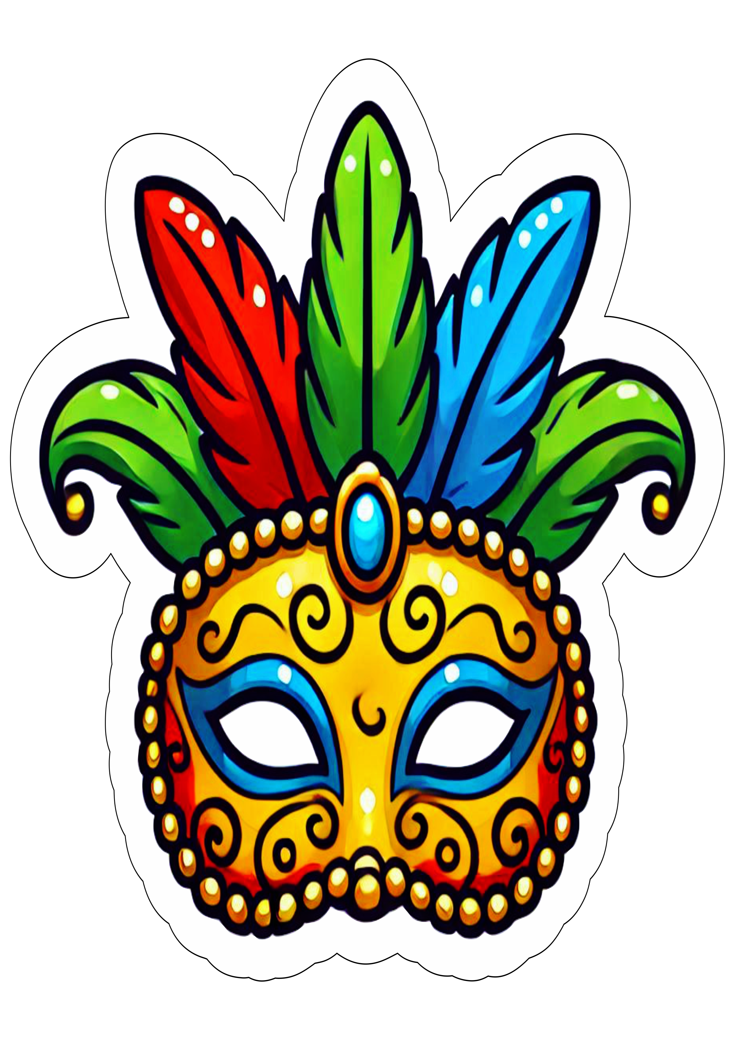 Baile de máscaras carnaval 2025 ilustração colorida png