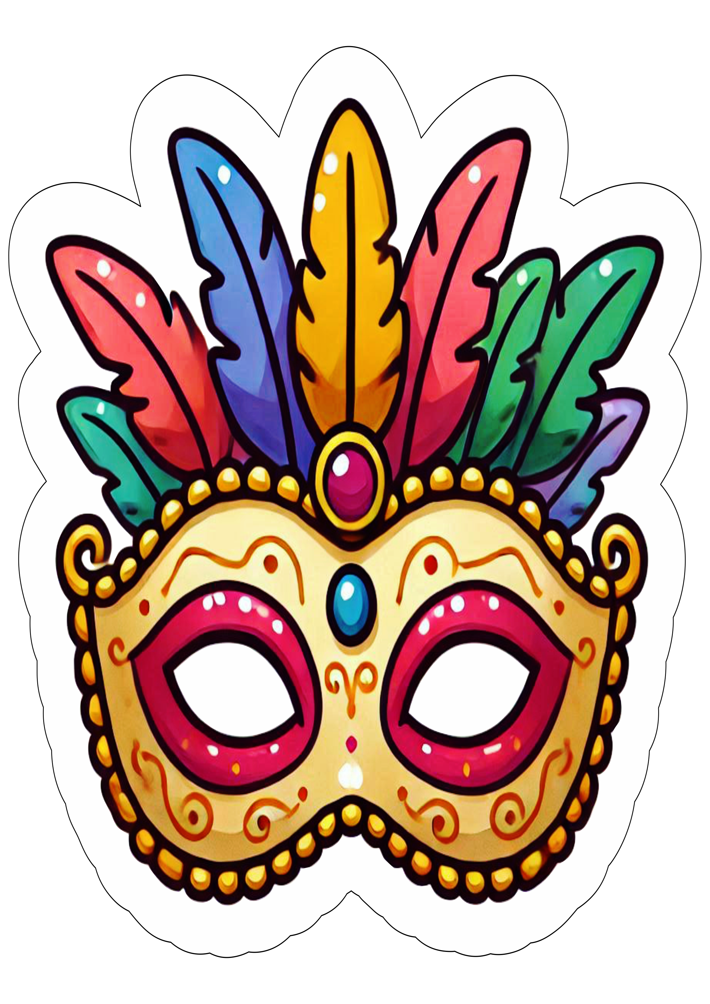 Baile de máscaras carnaval 2025 ilustração colorida imagem png