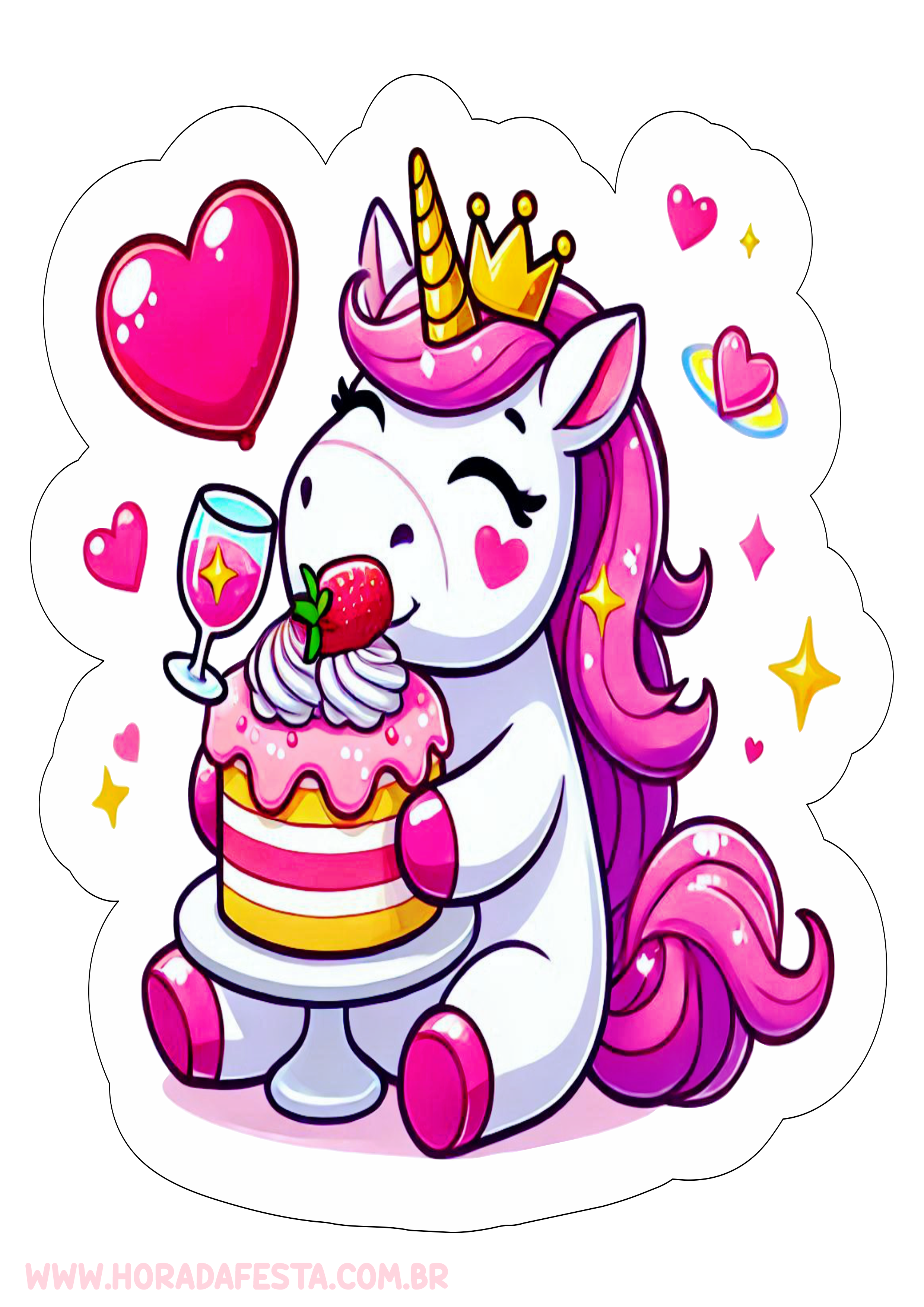 Unicornio fofinho desenho simples decoração de festa centro de mesa papelaria criativa png