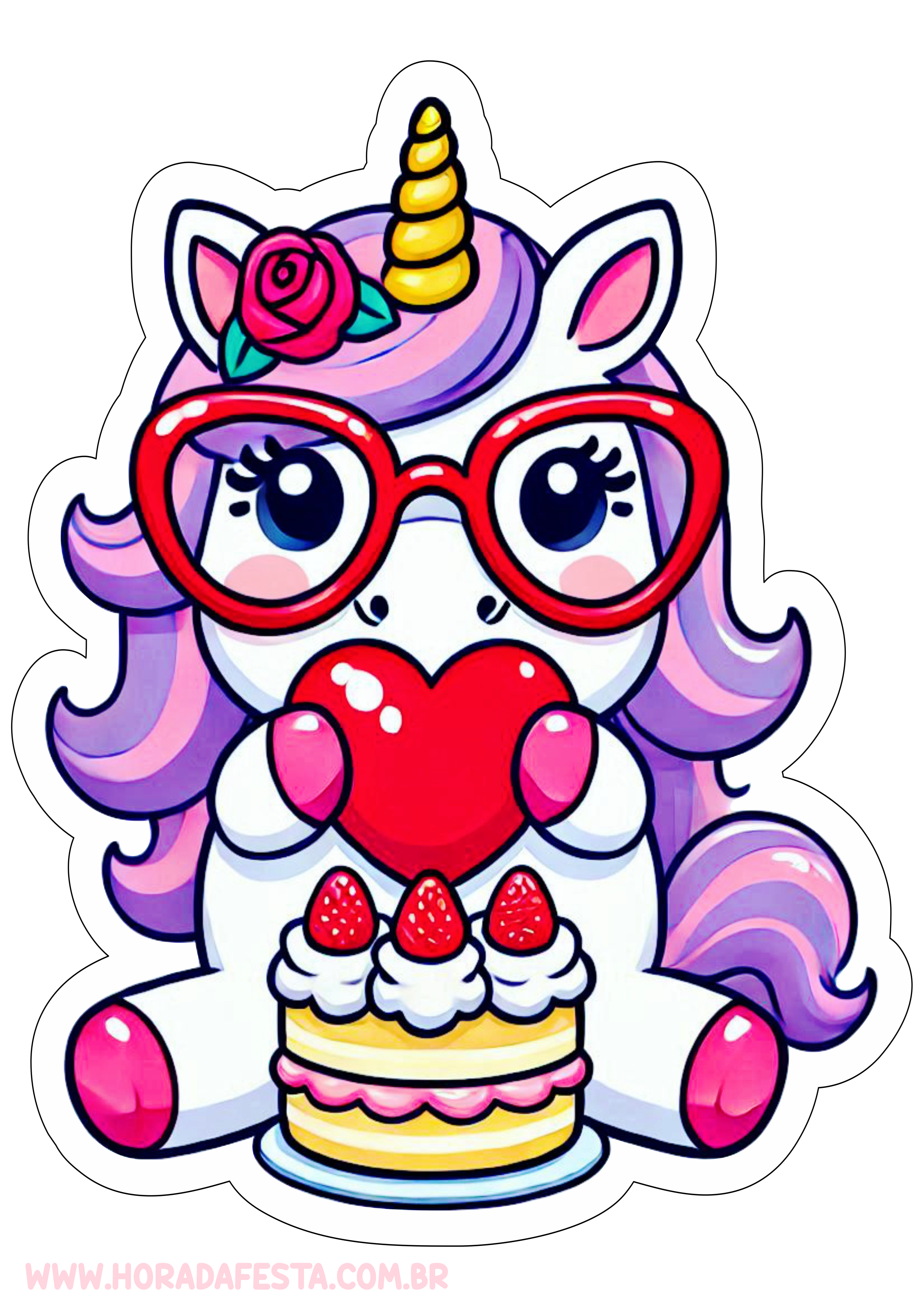 Unicornio fofinho desenho simples decoração de festa centro de mesa papelaria criativa fundo transparente png