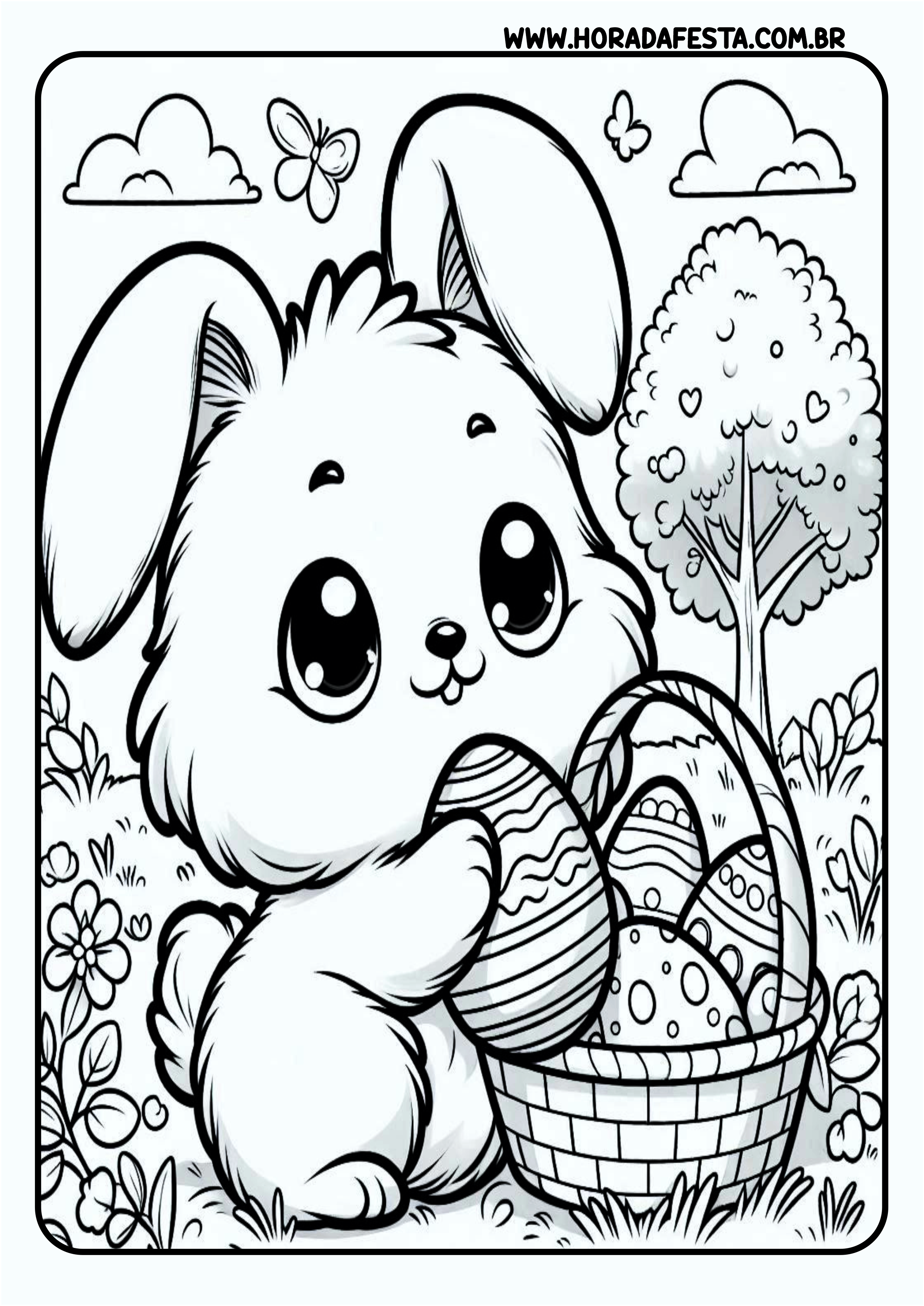 Desenho para colorir coelhinho da páscoa atividades escolares para imprimir e pintar png