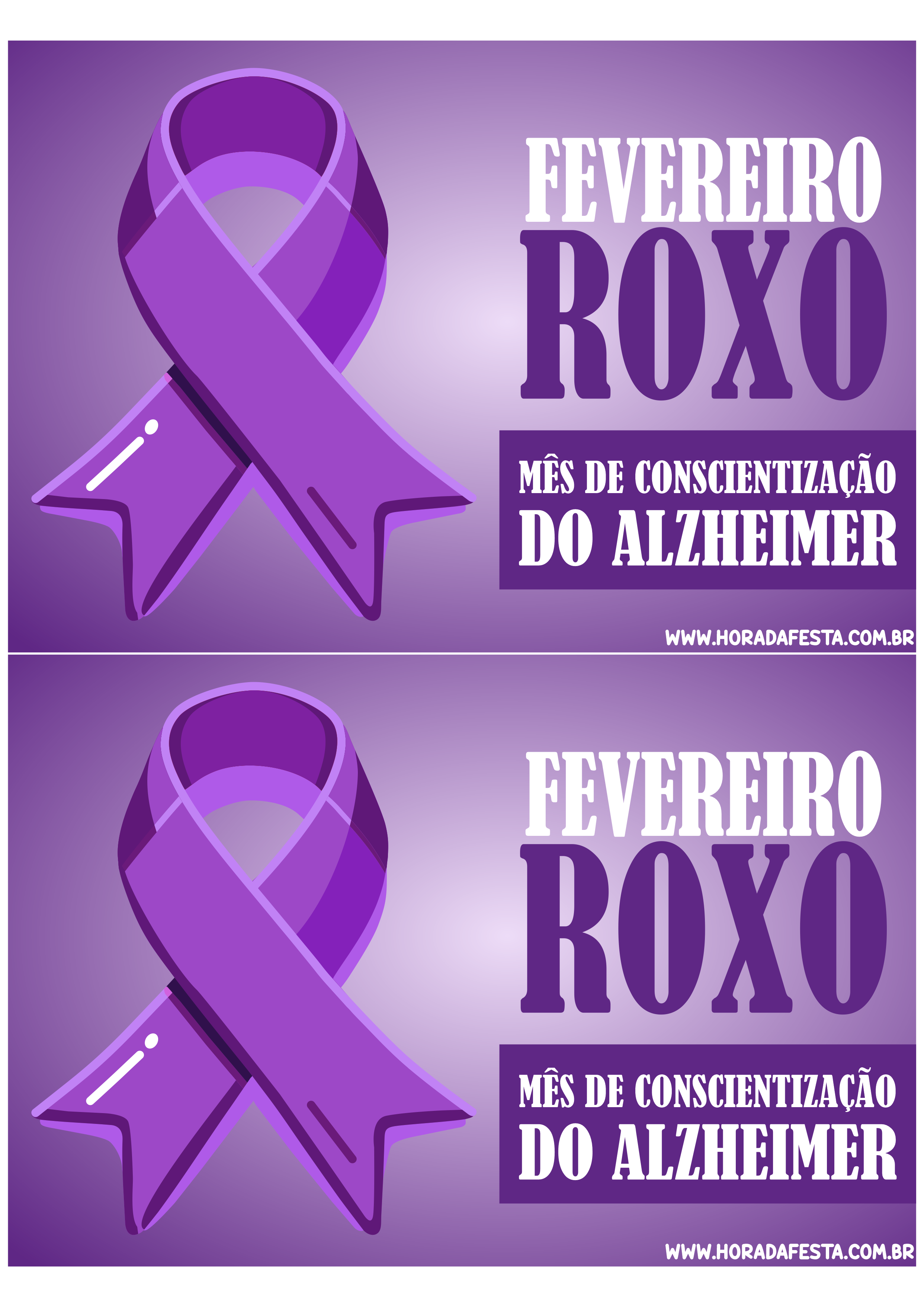 Fevereiro Roxo mês de conscientização sobre o Alzheimer artes gráficas para banners e panfletinhos campanha 2 imagens png