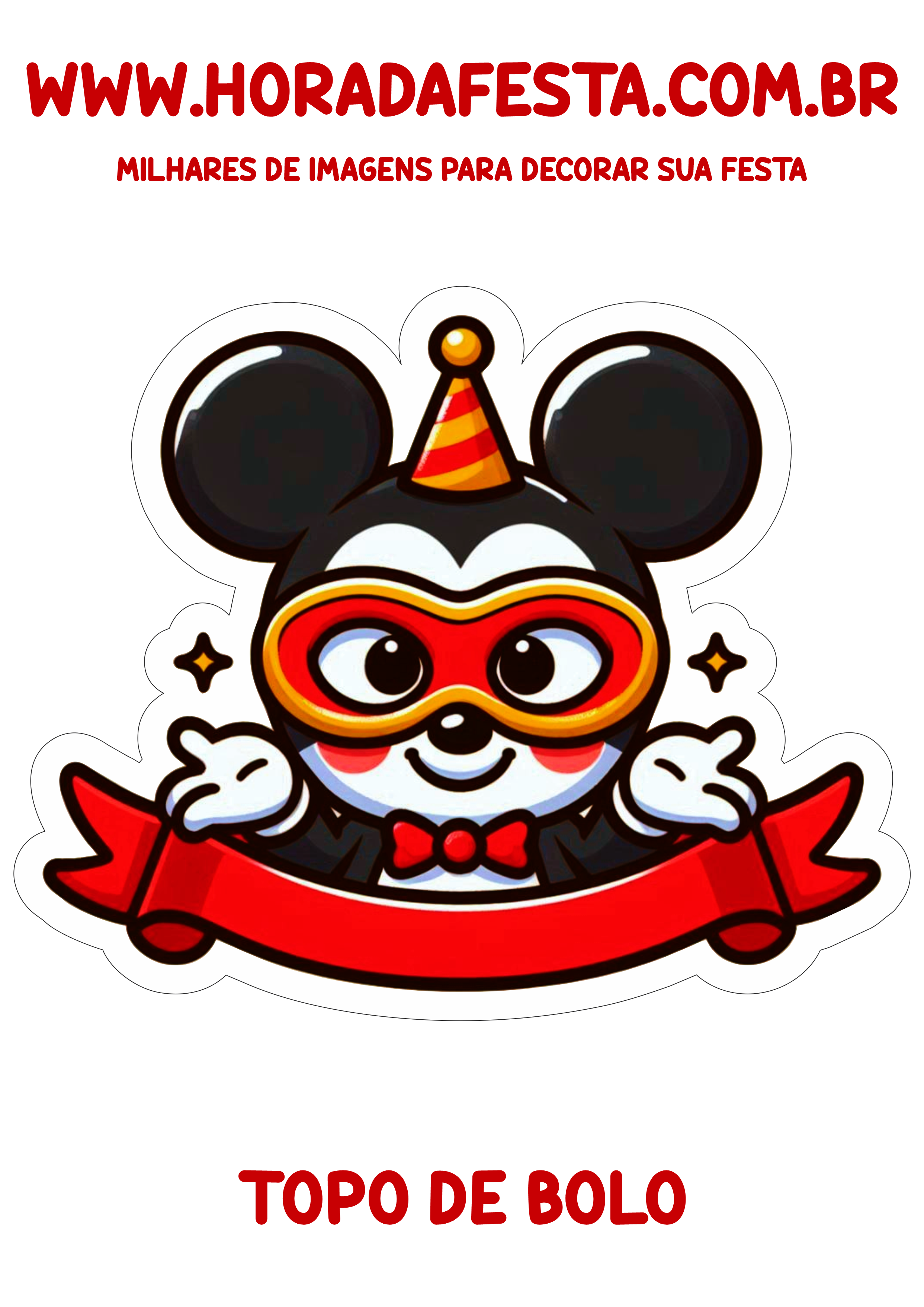 Carnaval do Mickey Mouse topo de bolo para imprimir png